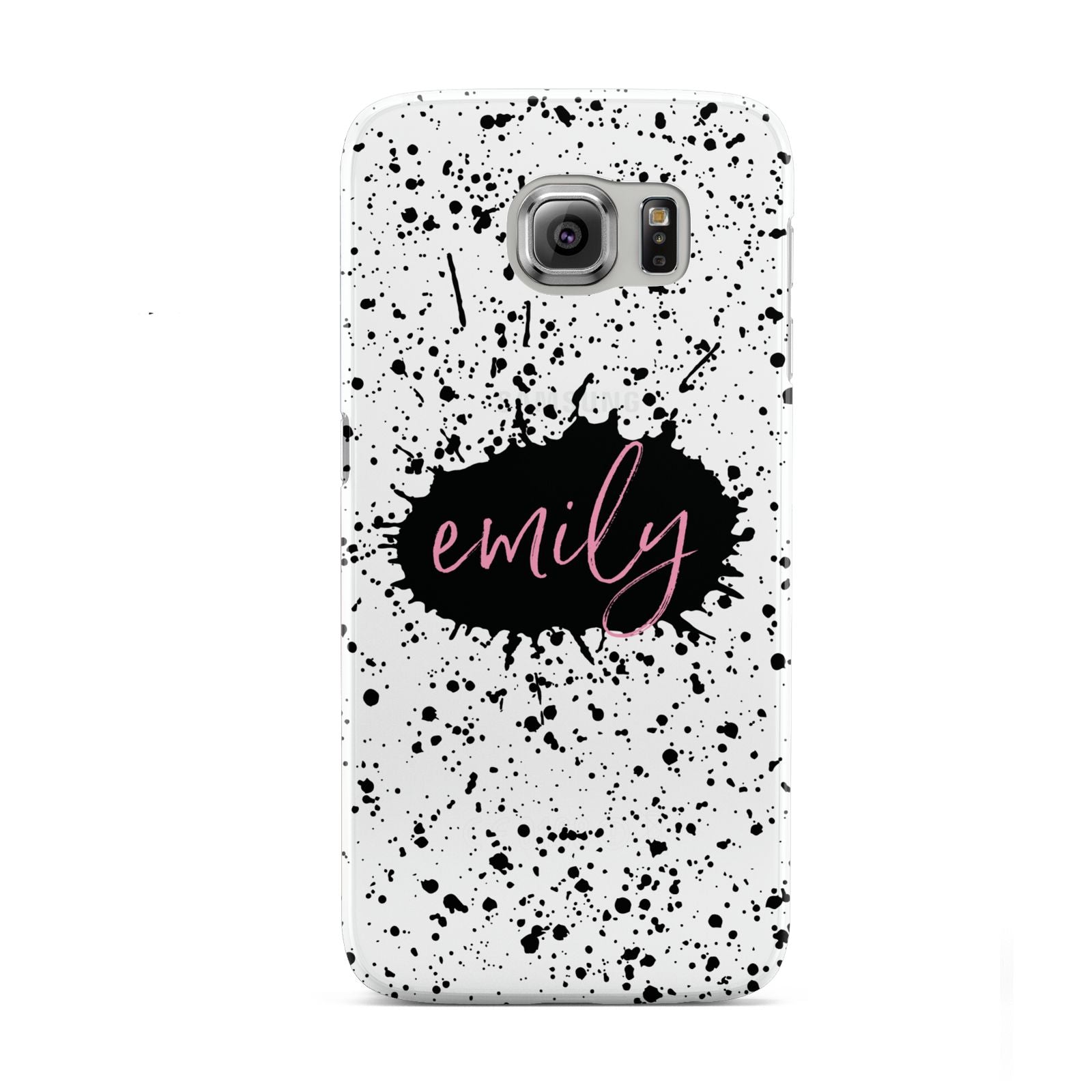 Personalised Black Ink Splat Name Samsung Galaxy S6 Case