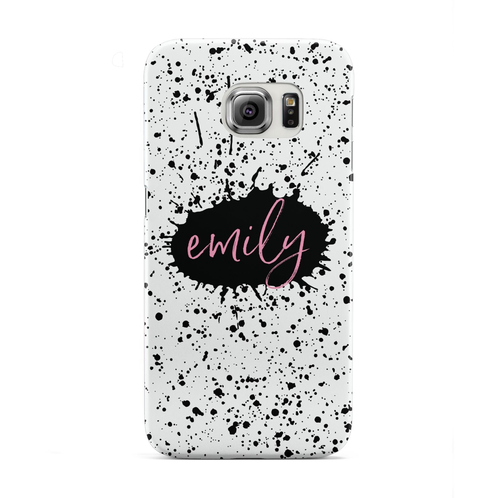 Personalised Black Ink Splat Name Samsung Galaxy S6 Edge Case