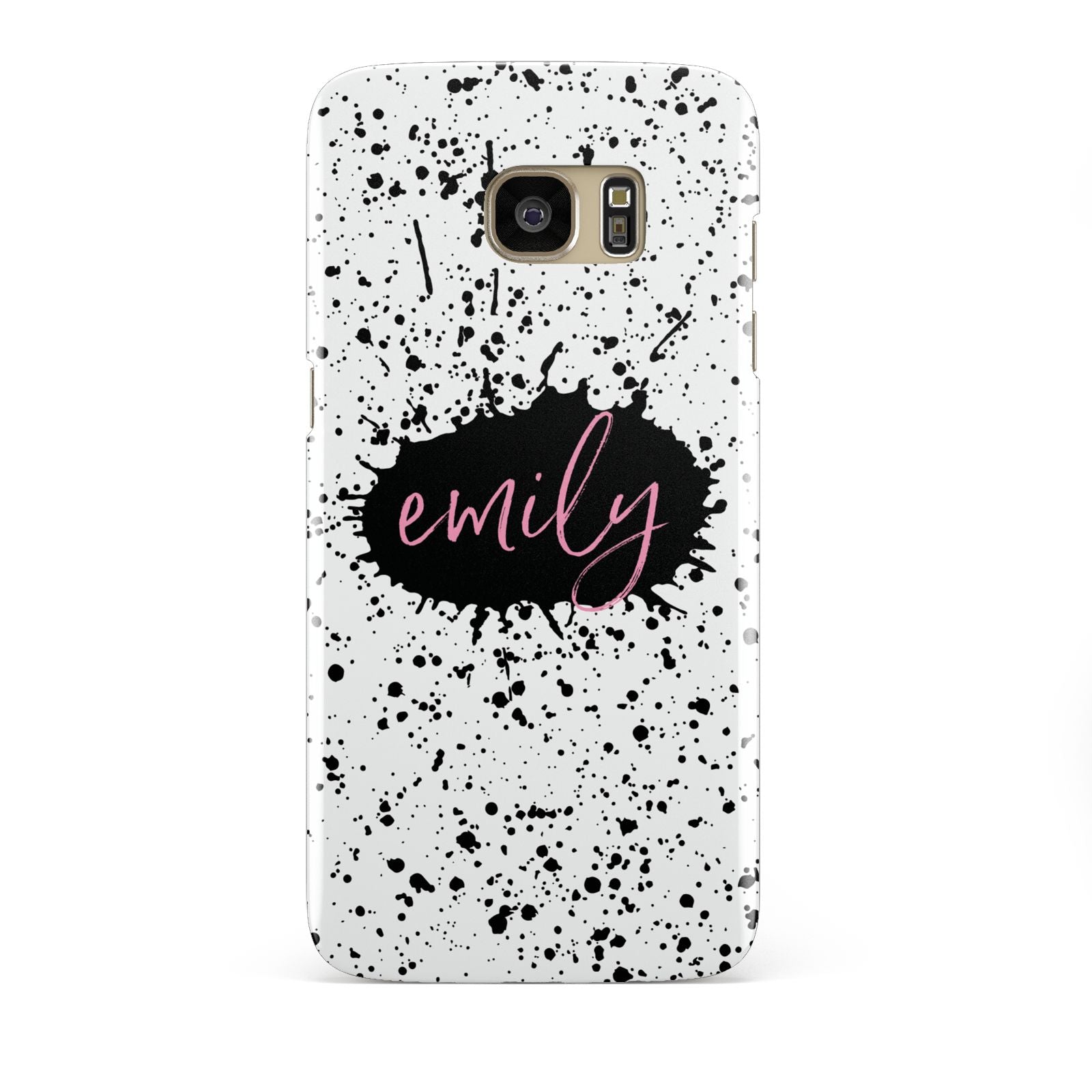 Personalised Black Ink Splat Name Samsung Galaxy S7 Edge Case