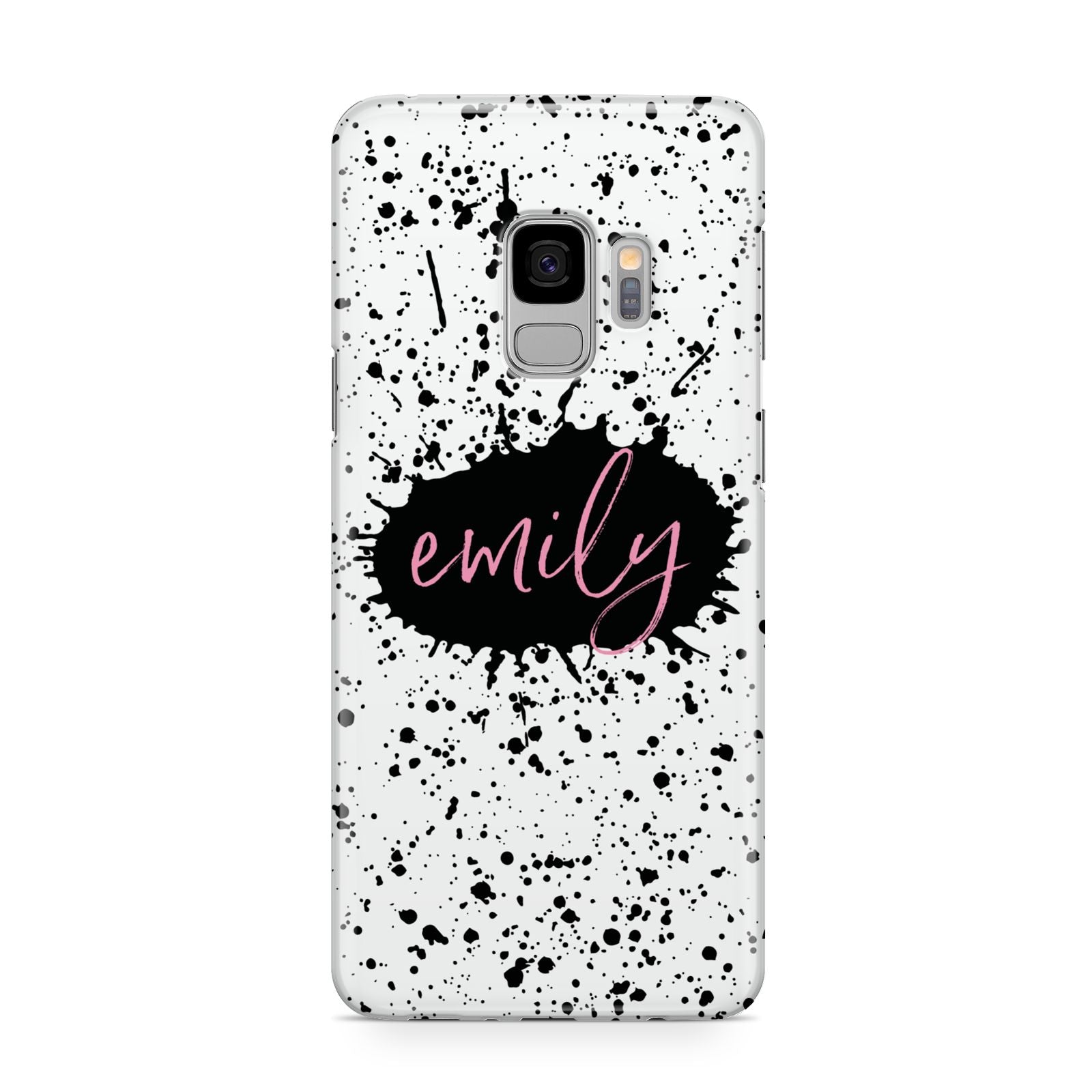 Personalised Black Ink Splat Name Samsung Galaxy S9 Case