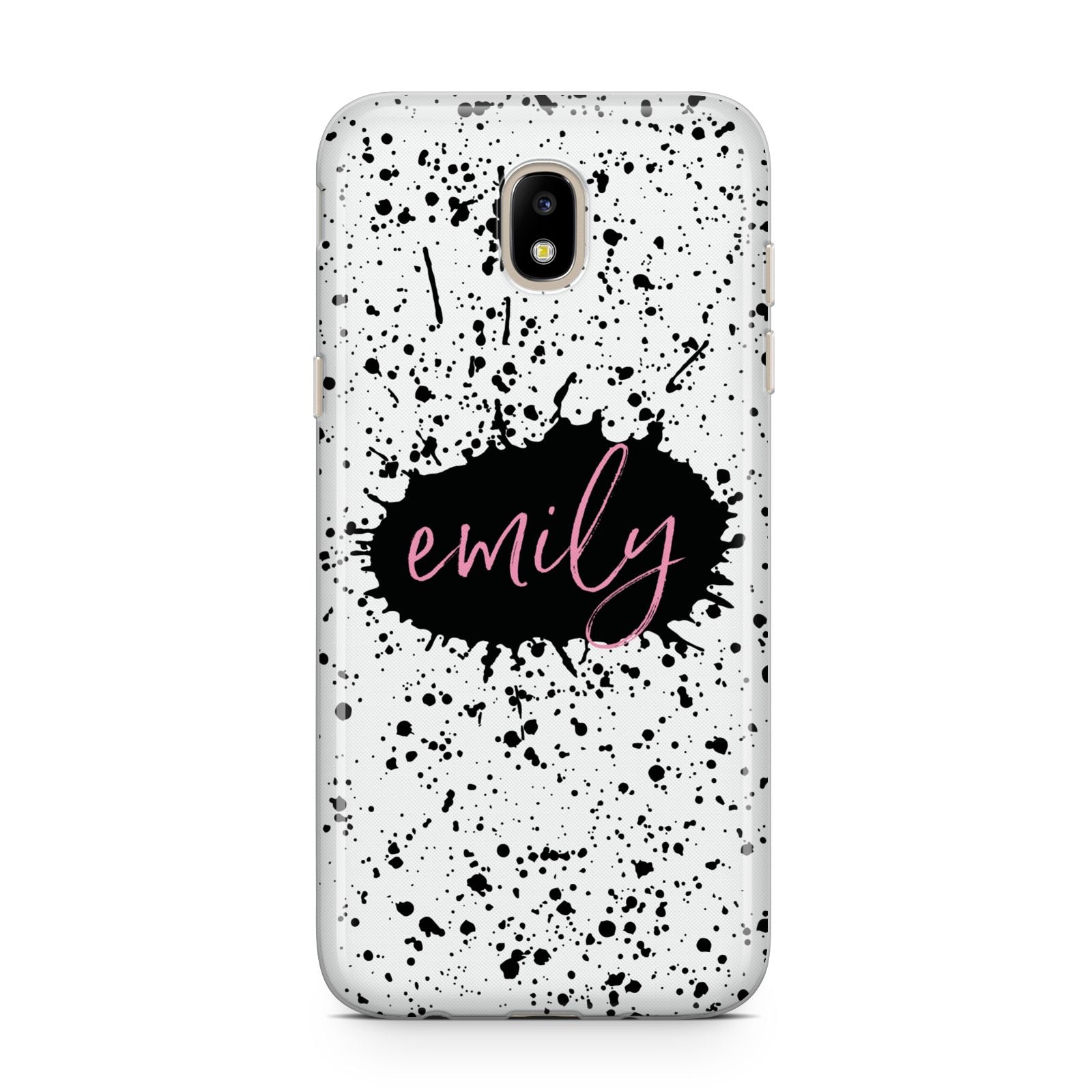 Personalised Black Ink Splat Name Samsung J5 2017 Case