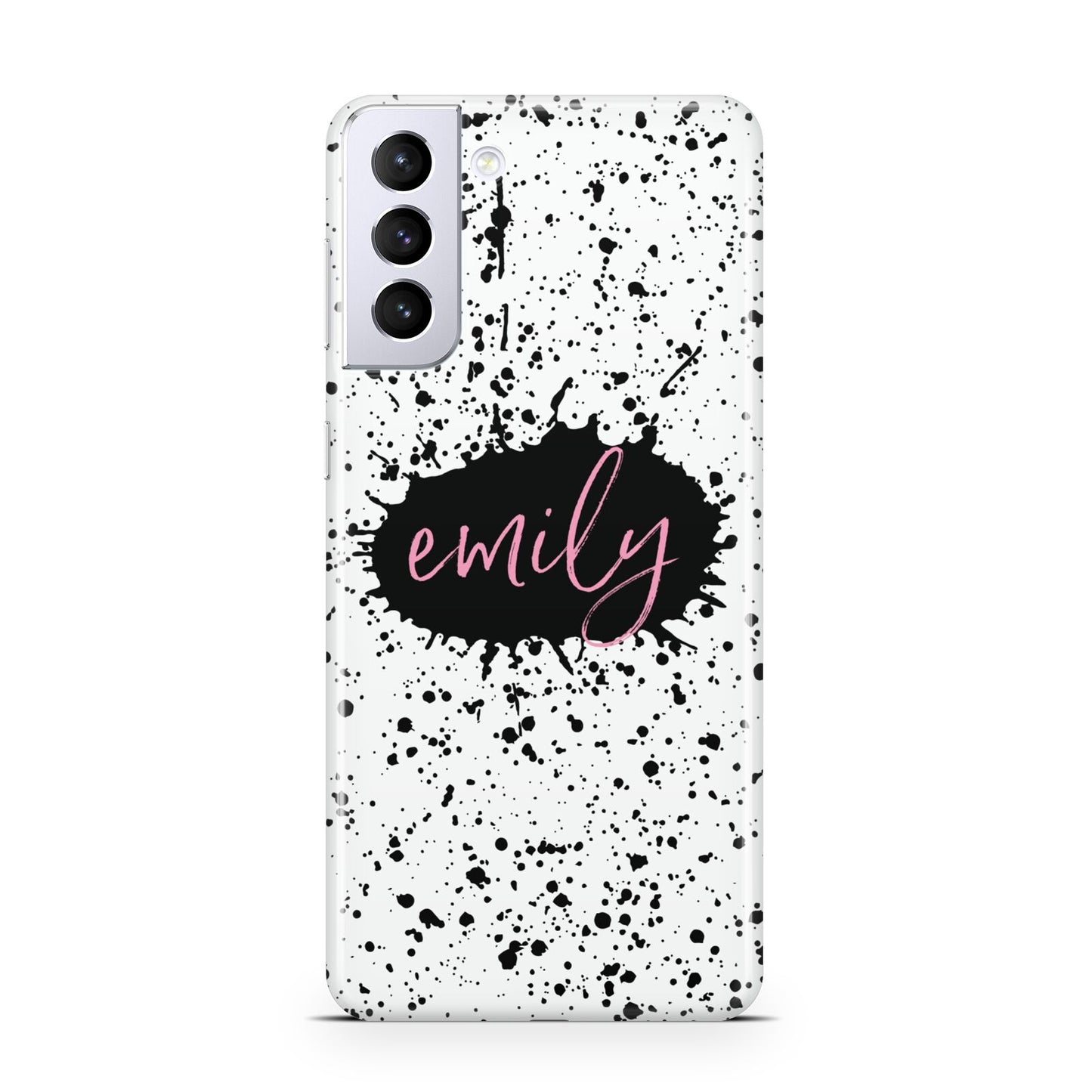 Personalised Black Ink Splat Name Samsung S21 Plus Case