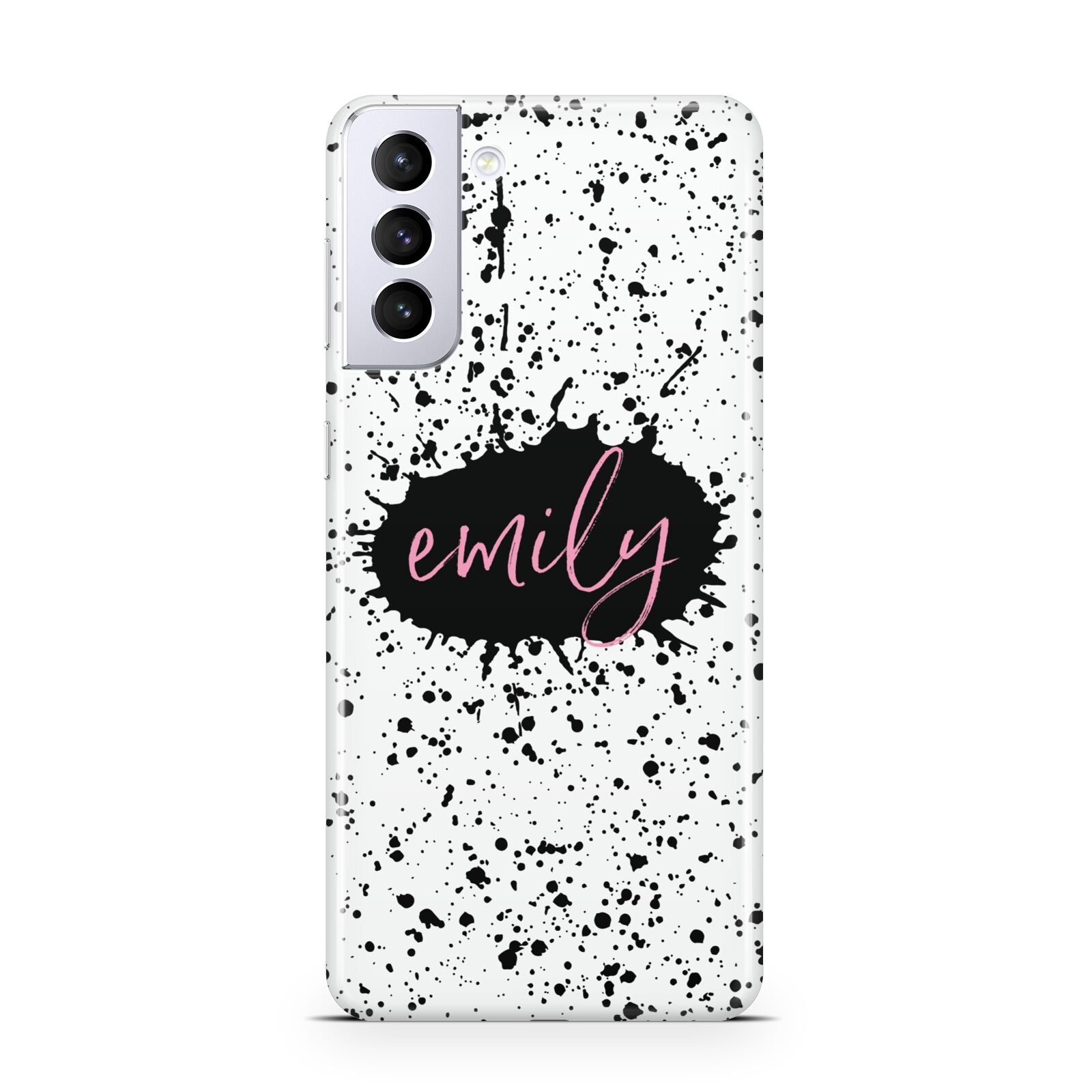 Personalised Black Ink Splat Name Samsung S21 Plus Phone Case