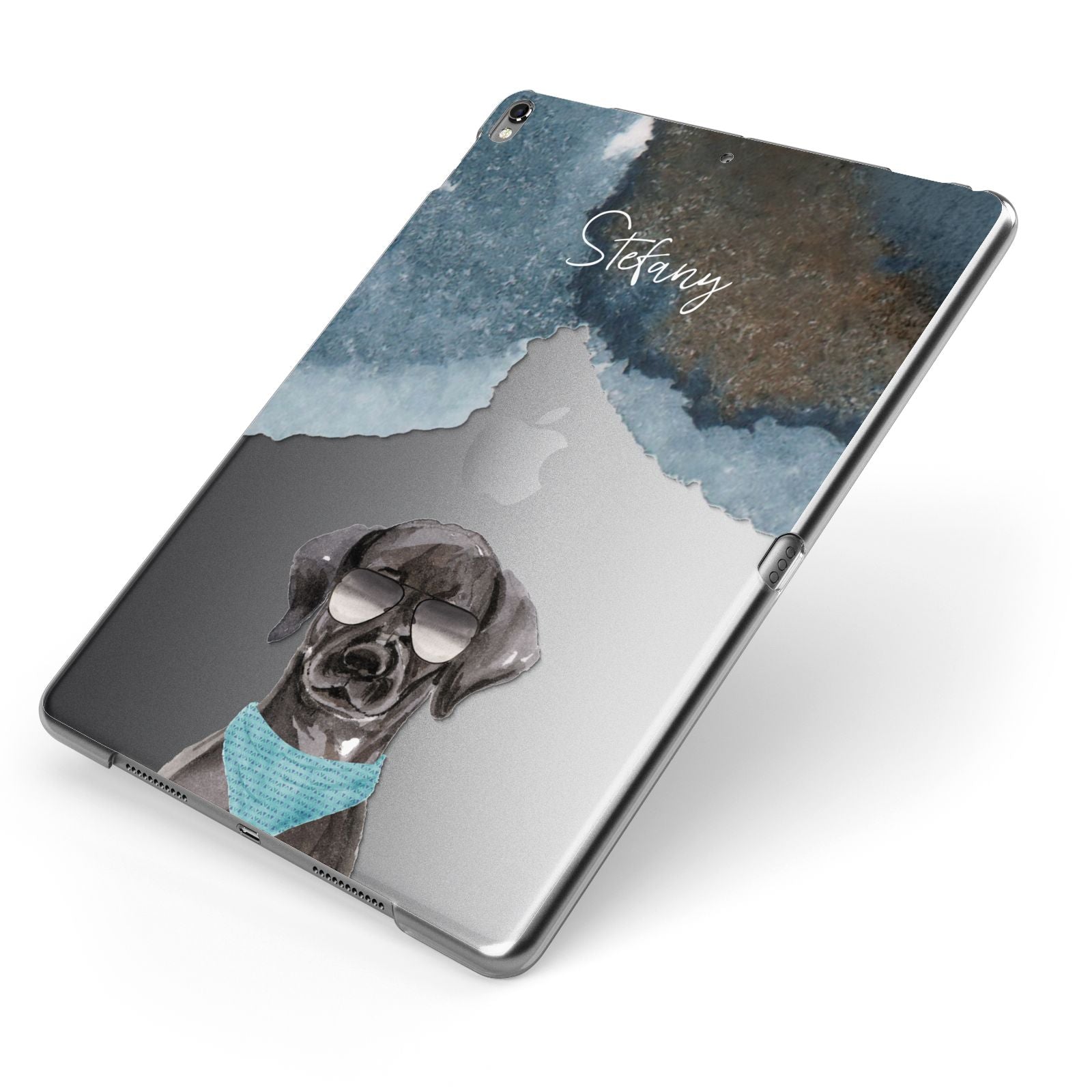 Personalised Black Labrador Apple iPad Case on Grey iPad Side View