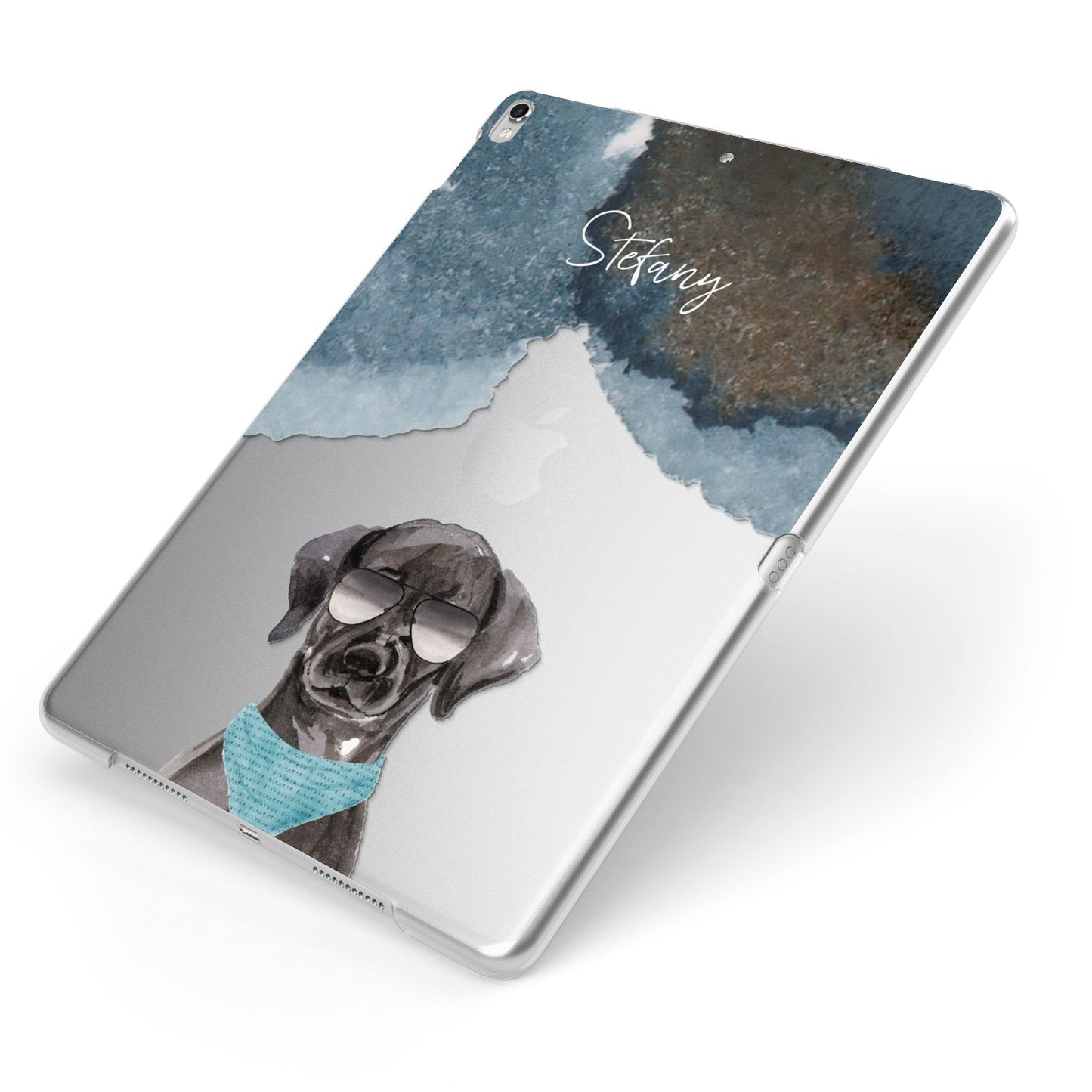 Personalised Black Labrador Apple iPad Case on Silver iPad Side View