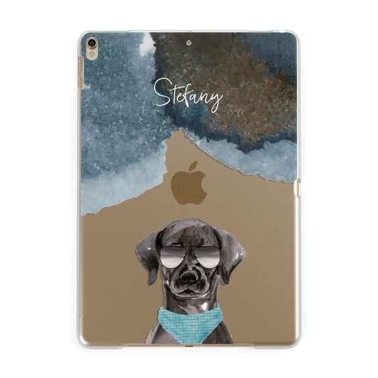Personalised Black Labrador Apple iPad Gold Case