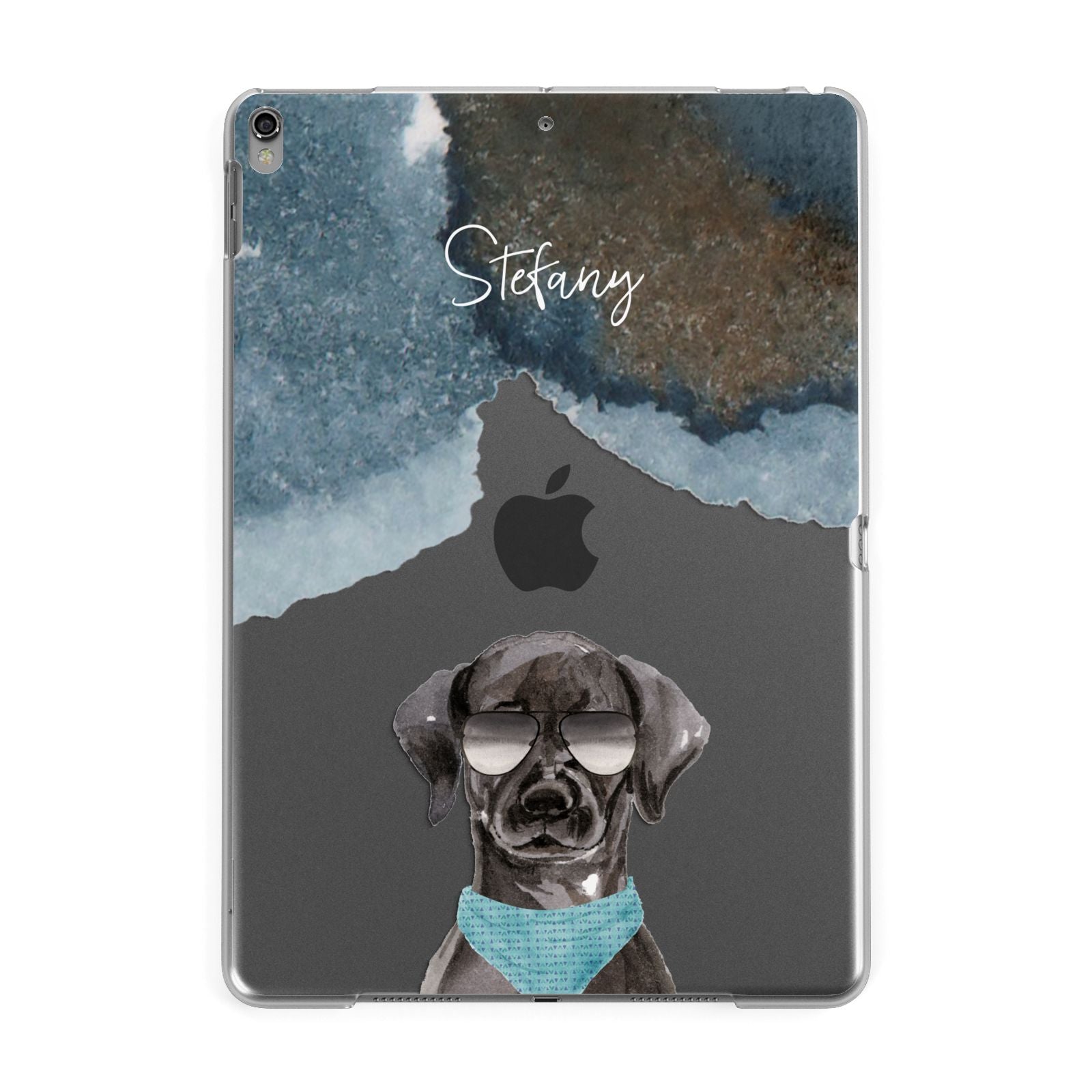 Personalised Black Labrador Apple iPad Grey Case