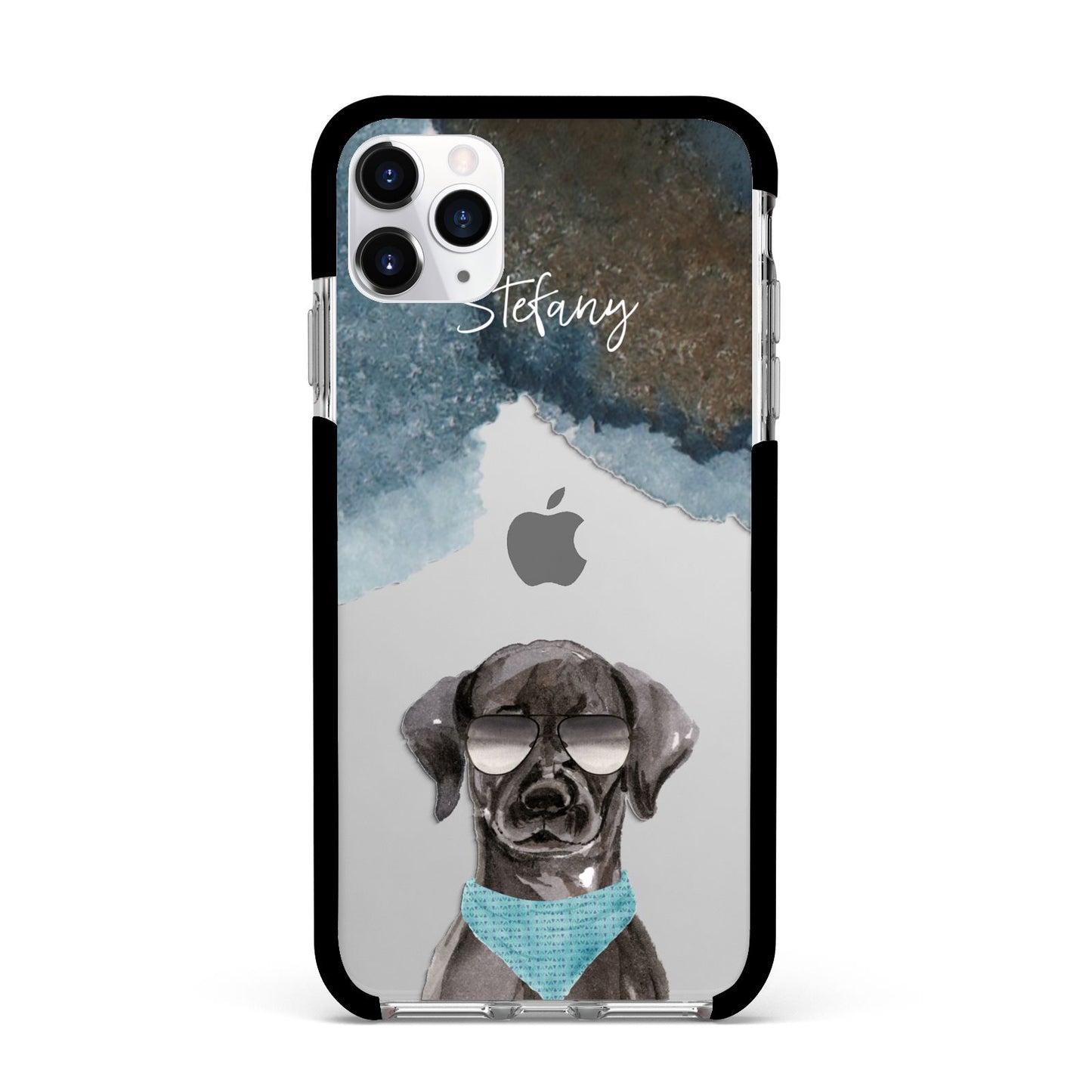 Personalised Black Labrador Apple iPhone 11 Pro Max in Silver with Black Impact Case