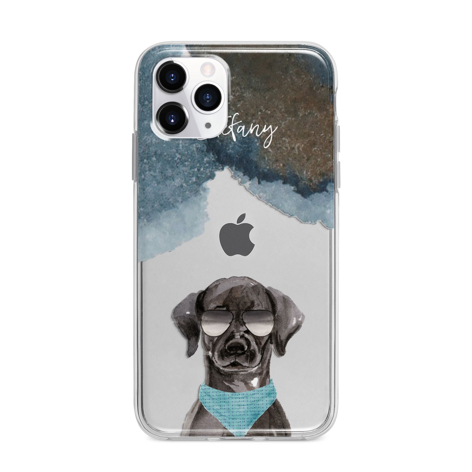 Personalised Black Labrador Apple iPhone 11 Pro Max in Silver with Bumper Case