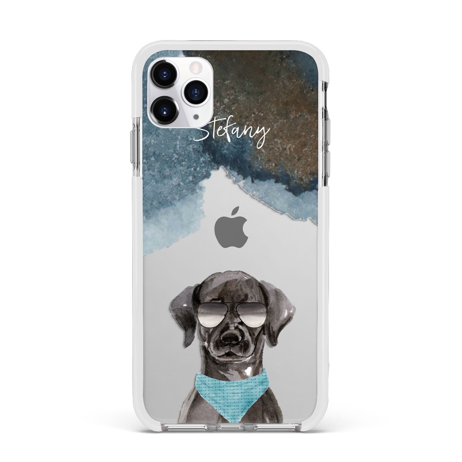 Personalised Black Labrador Apple iPhone 11 Pro Max in Silver with White Impact Case