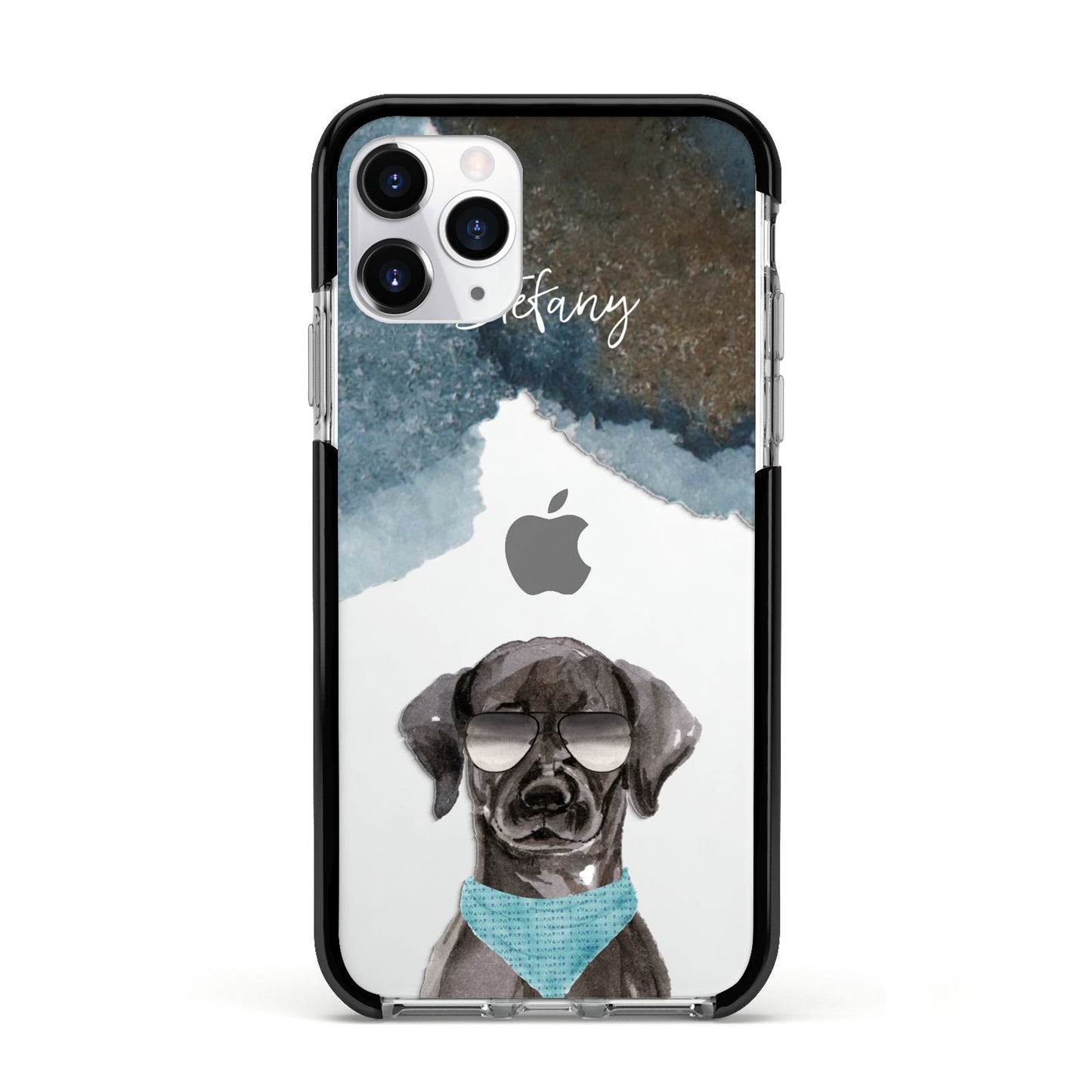 Personalised Black Labrador Apple iPhone 11 Pro in Silver with Black Impact Case