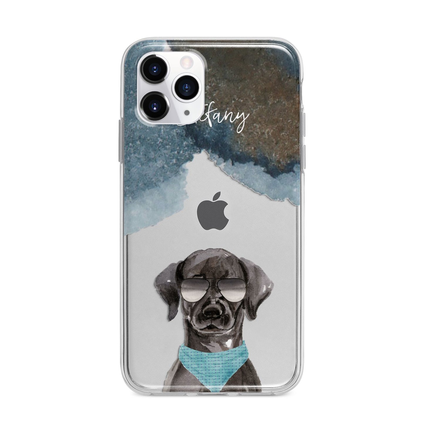 Personalised Black Labrador Apple iPhone 11 Pro in Silver with Bumper Case