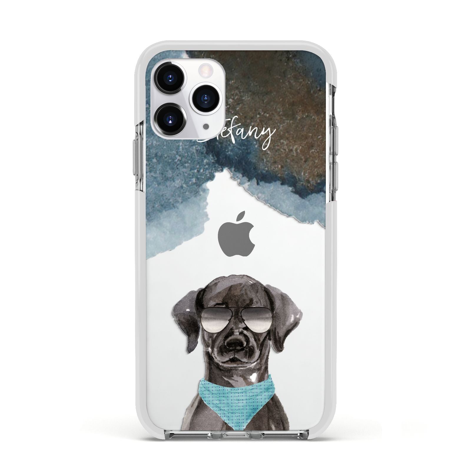 Personalised Black Labrador Apple iPhone 11 Pro in Silver with White Impact Case