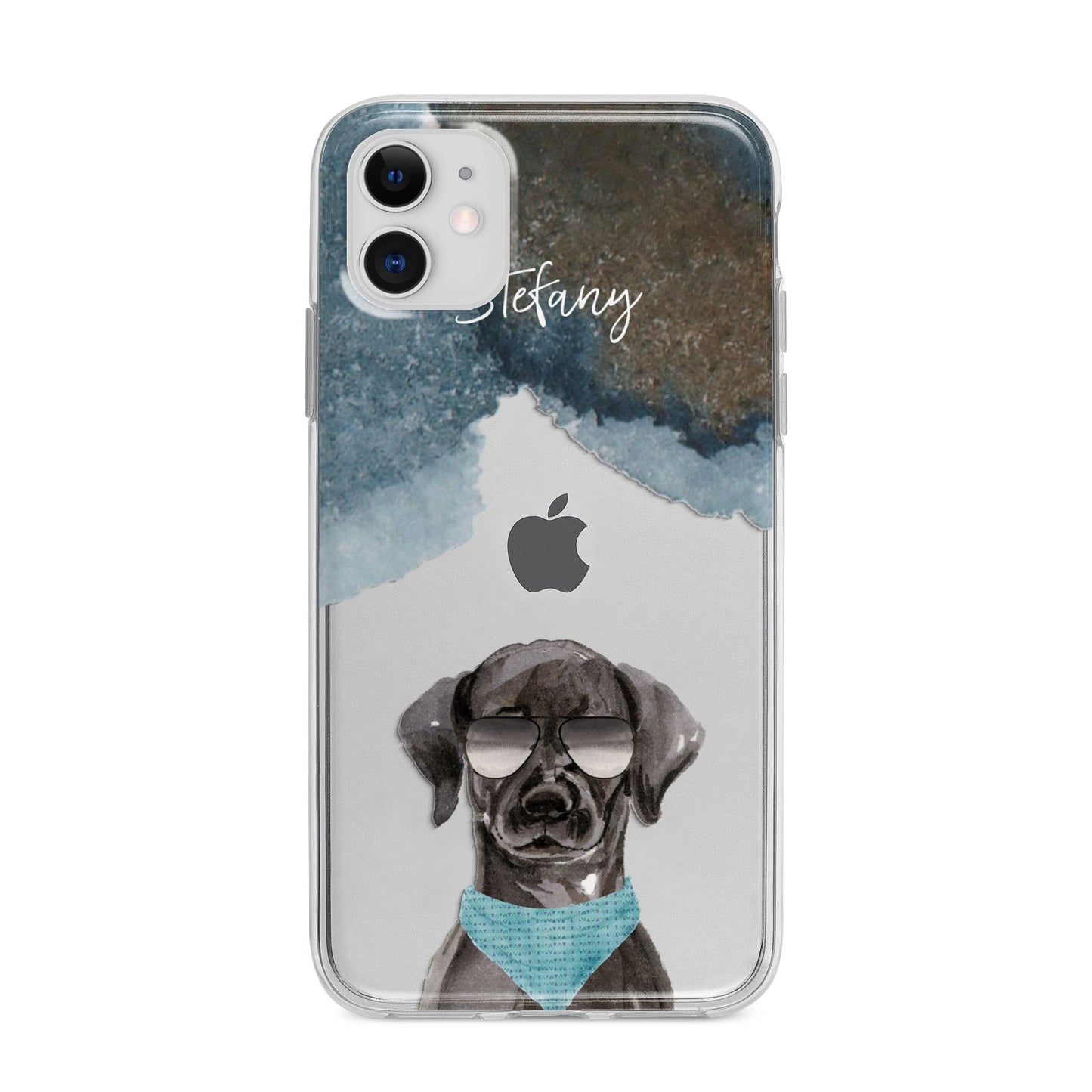 Personalised Black Labrador Apple iPhone 11 in White with Bumper Case