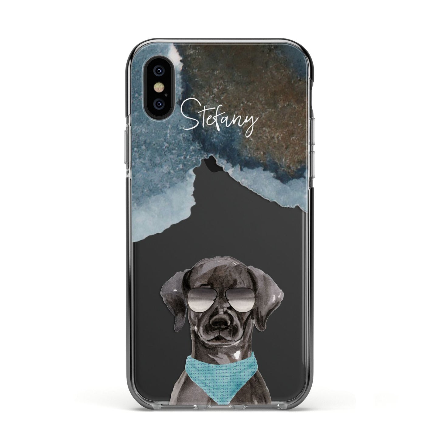 Personalised Black Labrador Apple iPhone Xs Impact Case Black Edge on Black Phone