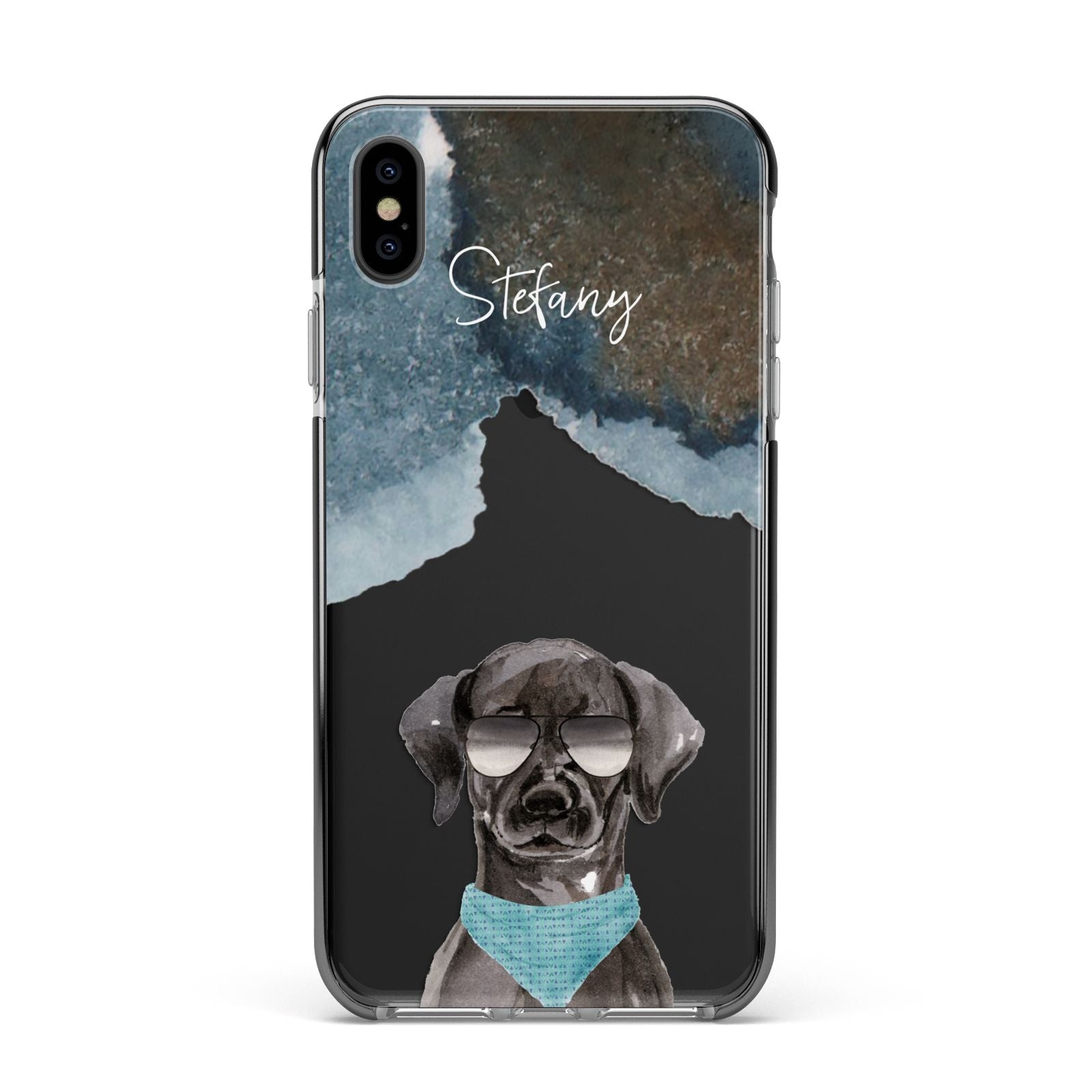 Personalised Black Labrador Apple iPhone Xs Max Impact Case Black Edge on Black Phone