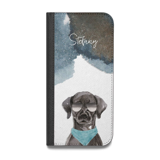 Personalised Black Labrador Vegan Leather Flip Samsung Case