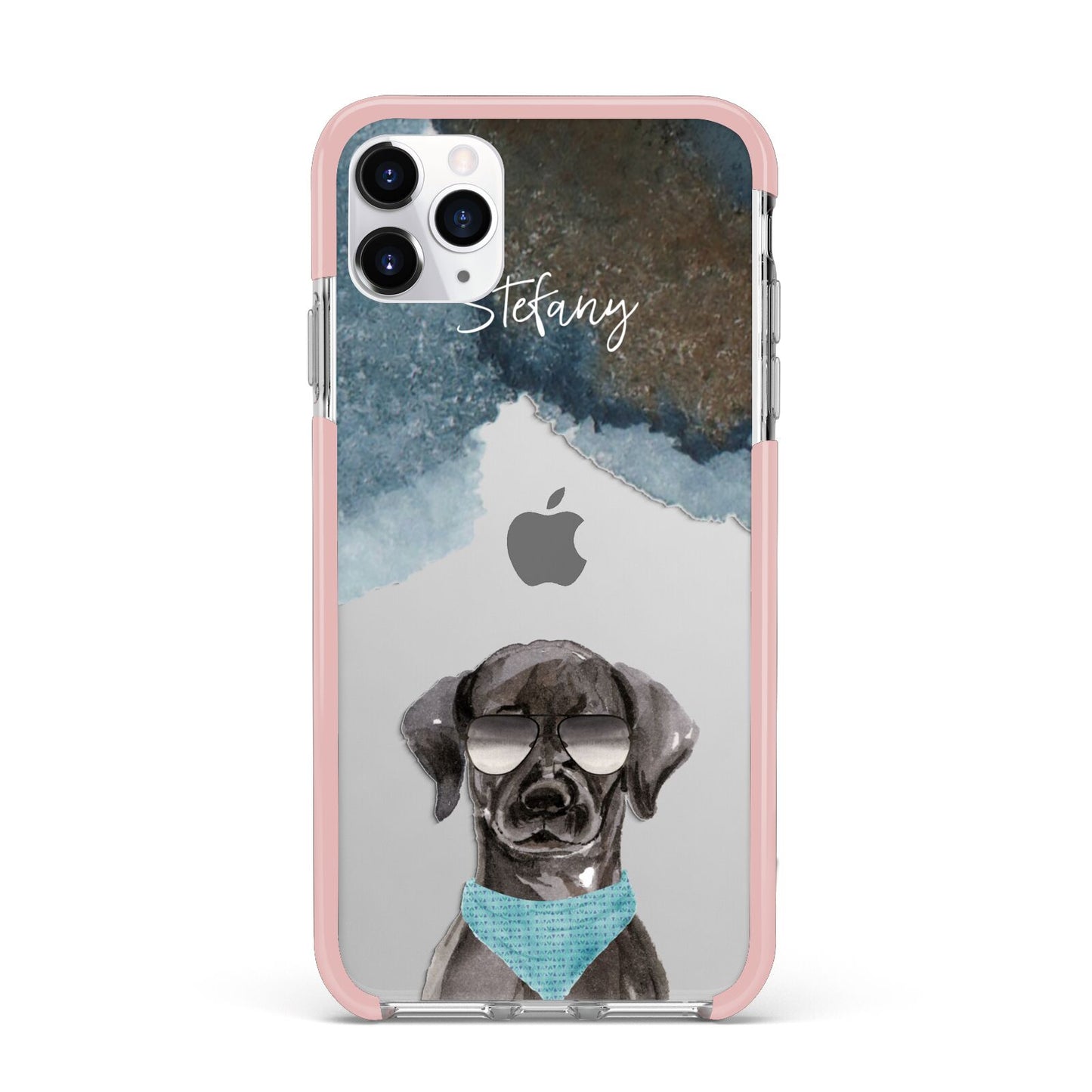 Personalised Black Labrador iPhone 11 Pro Max Impact Pink Edge Case