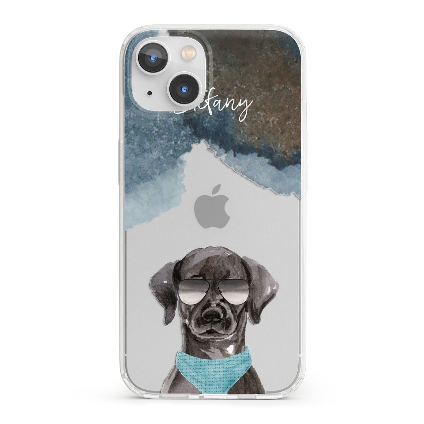 Personalised Black Labrador iPhone 13 Clear Bumper Case