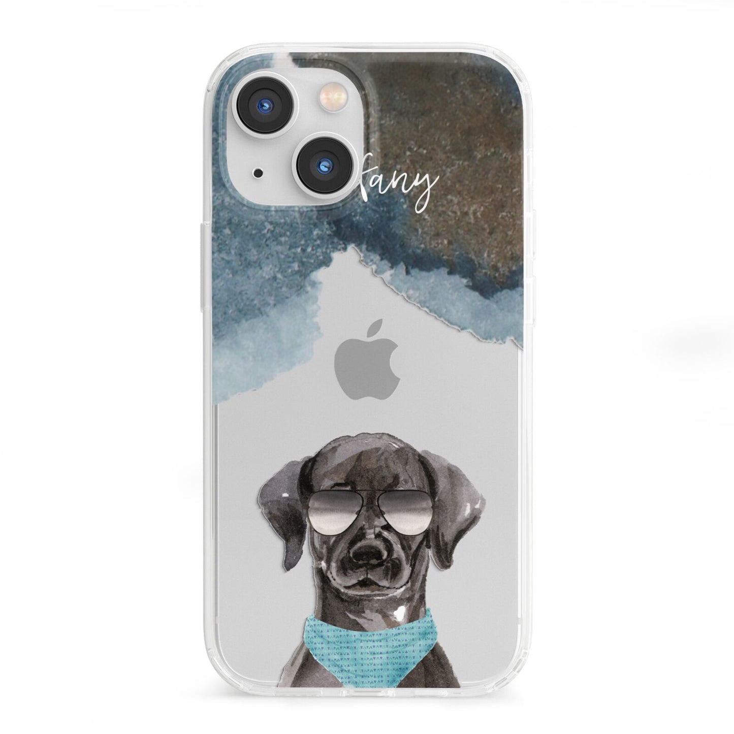 Personalised Black Labrador iPhone 13 Mini Clear Bumper Case