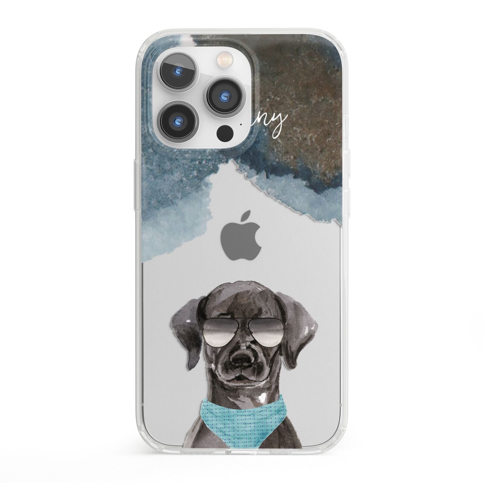 Personalised Black Labrador iPhone 13 Pro Clear Bumper Case