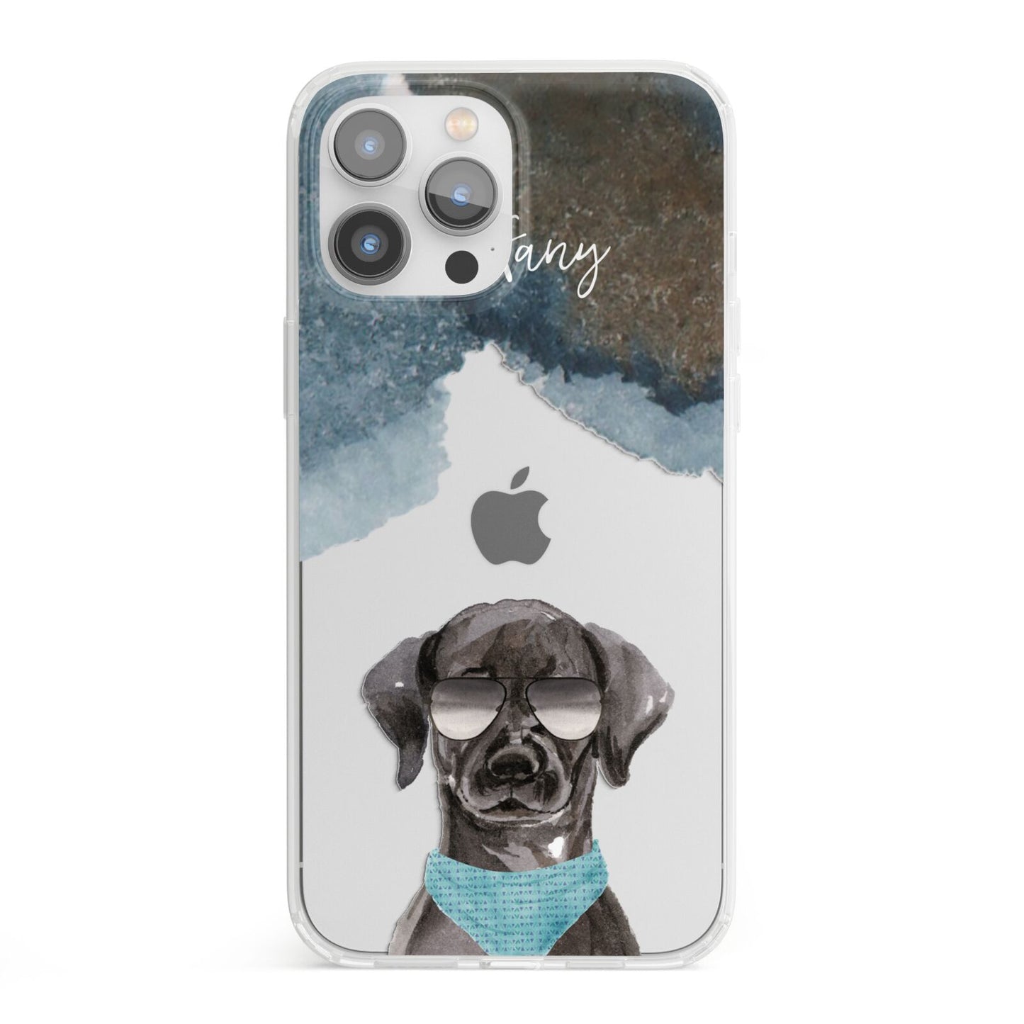 Personalised Black Labrador iPhone 13 Pro Max Clear Bumper Case