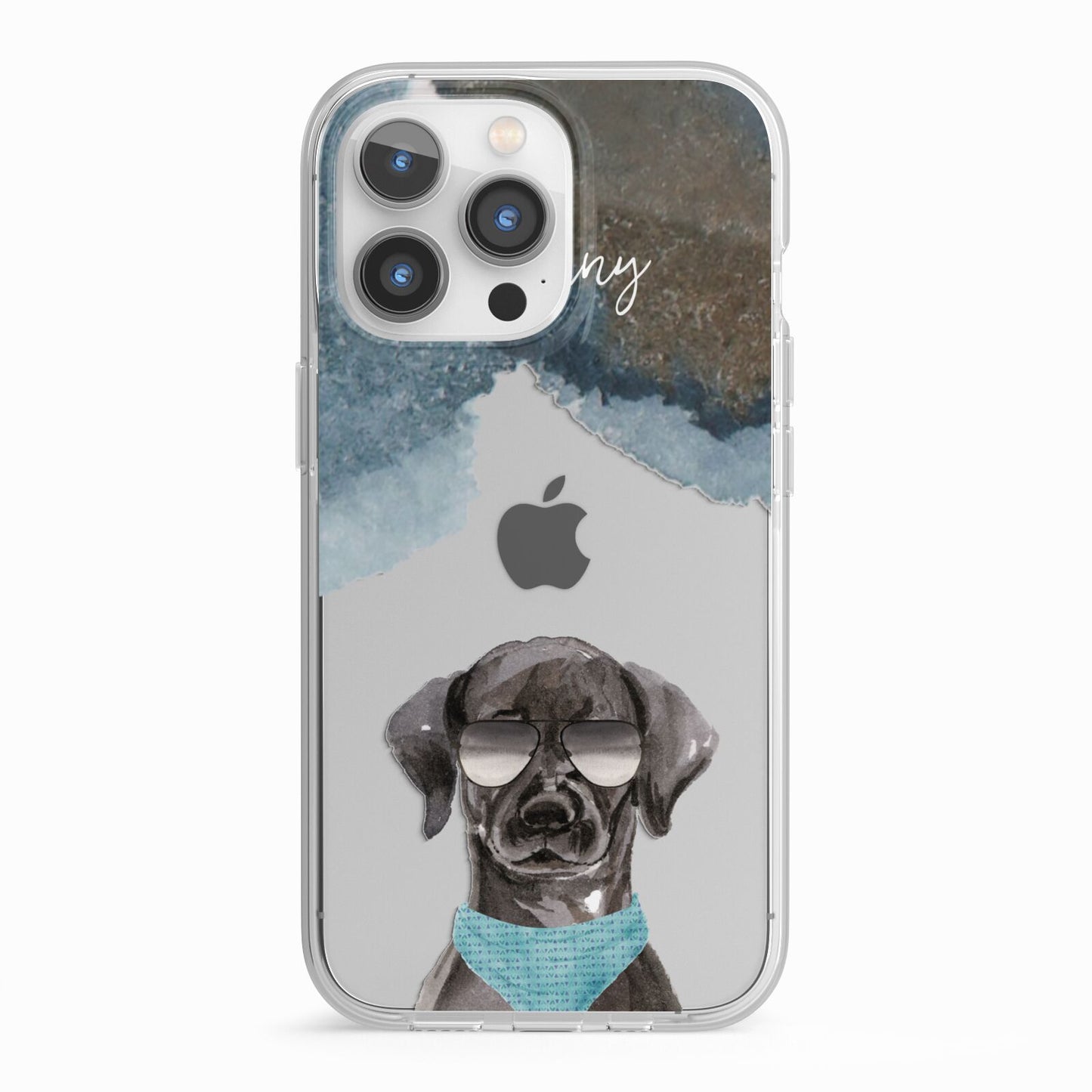 Personalised Black Labrador iPhone 13 Pro TPU Impact Case with White Edges