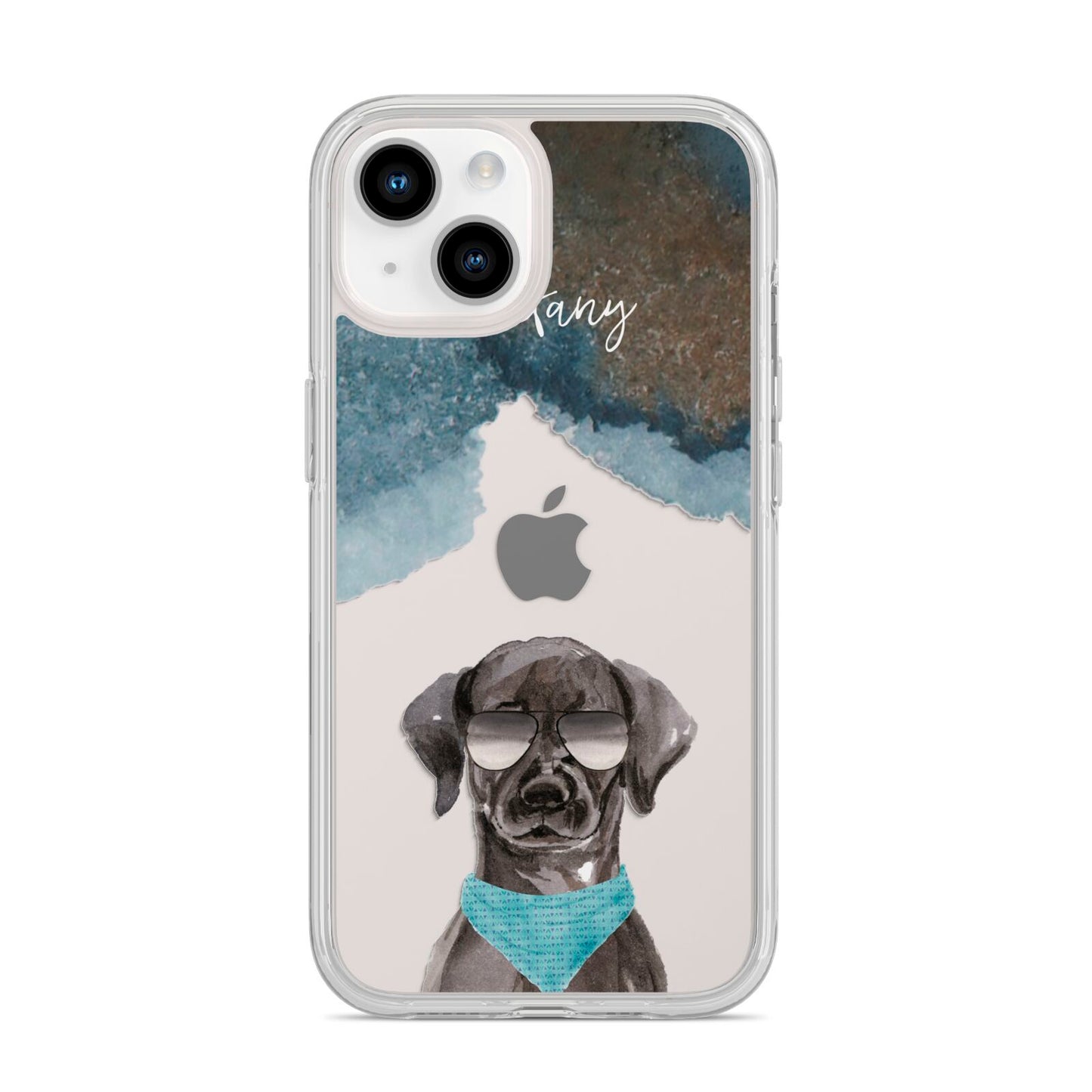 Personalised Black Labrador iPhone 14 Clear Tough Case Starlight