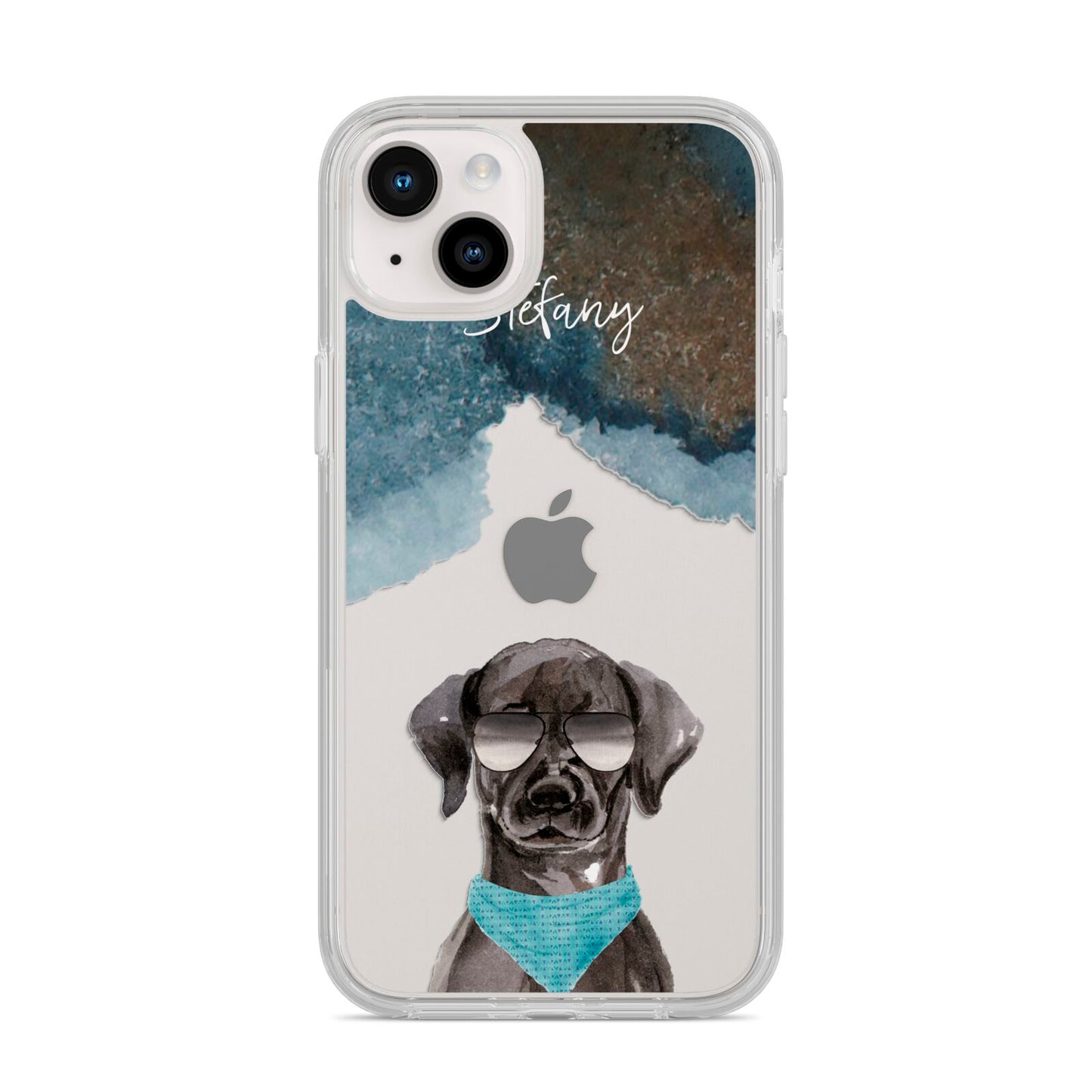 Personalised Black Labrador iPhone 14 Plus Clear Tough Case Starlight