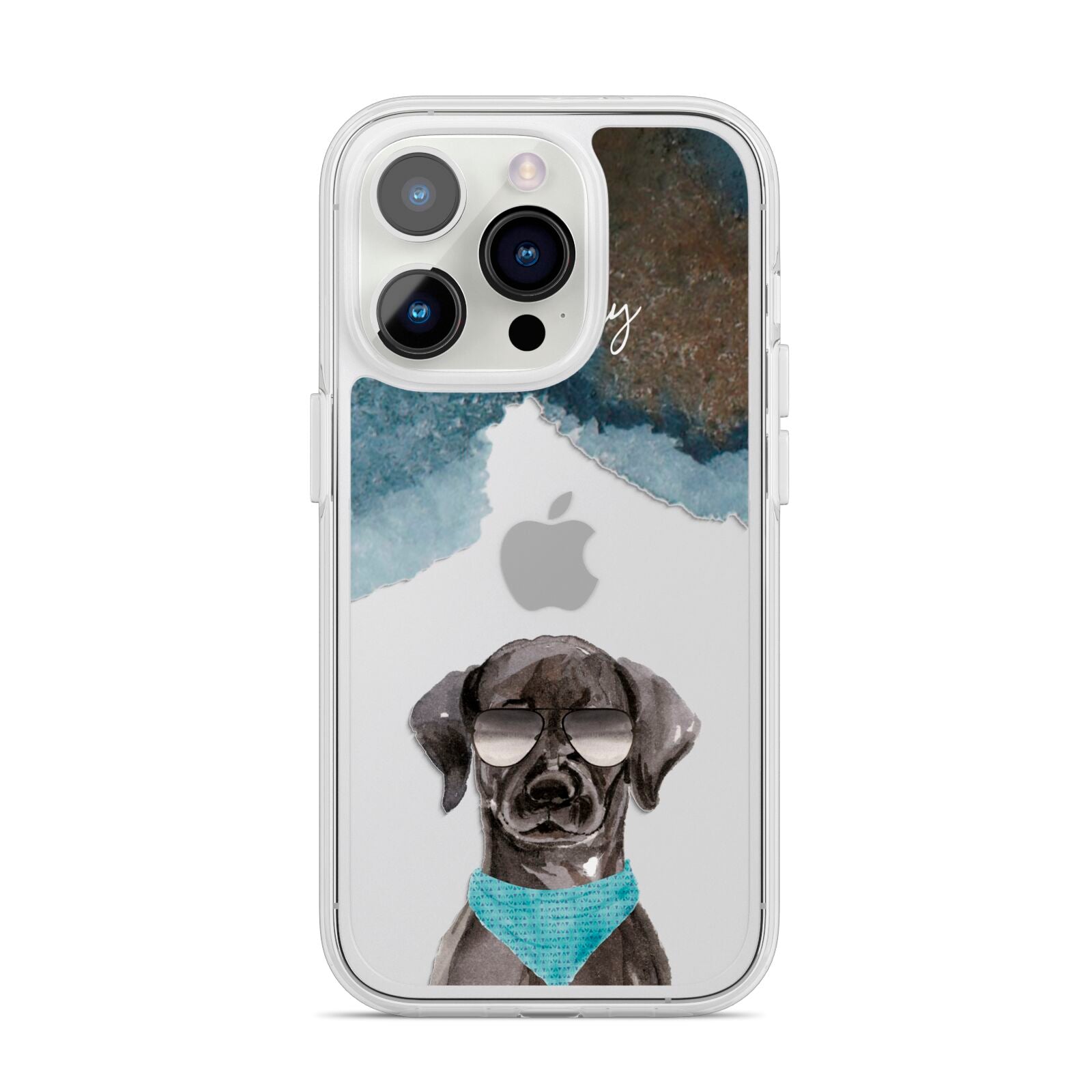 Personalised Black Labrador iPhone 14 Pro Clear Tough Case Silver