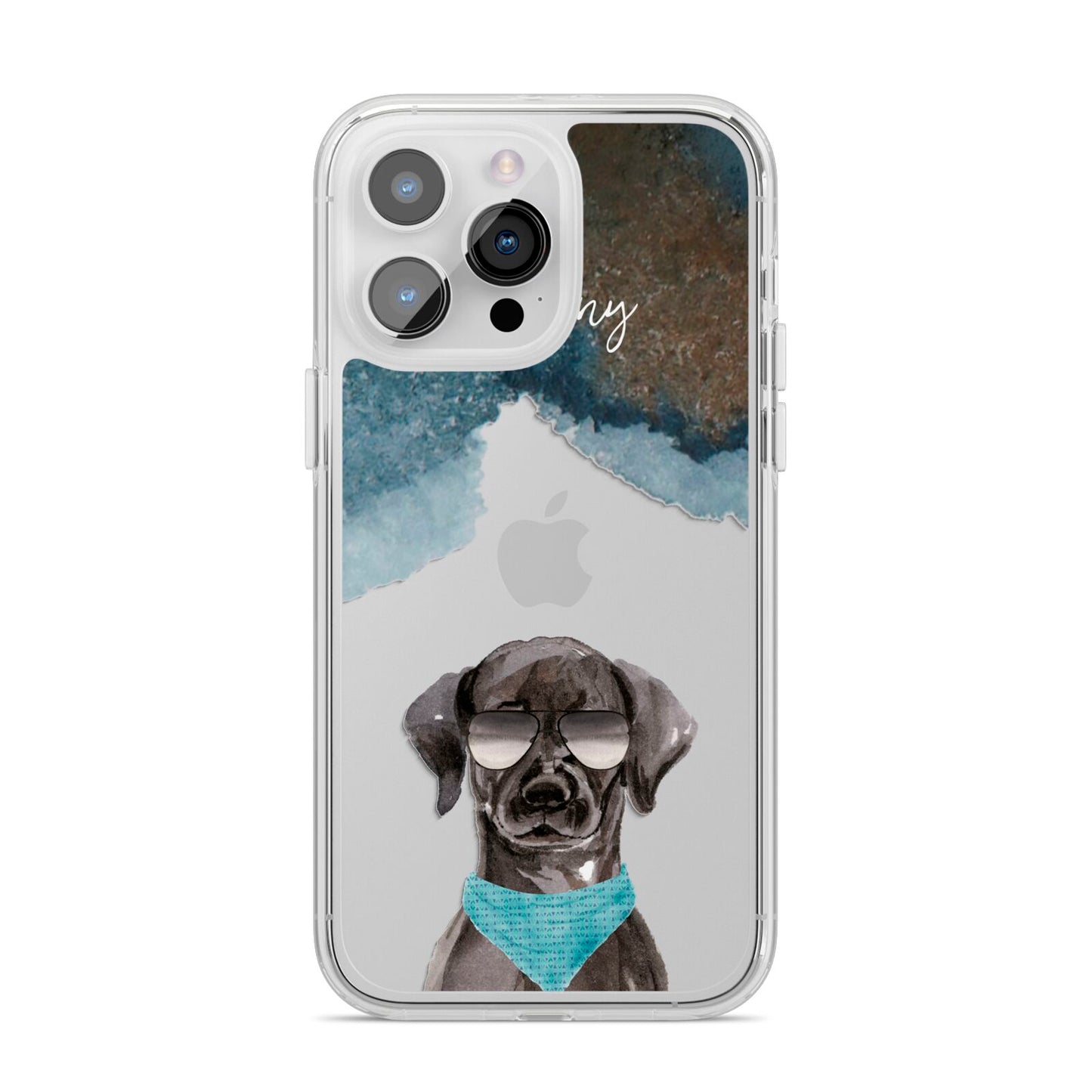 Personalised Black Labrador iPhone 14 Pro Max Clear Tough Case Silver