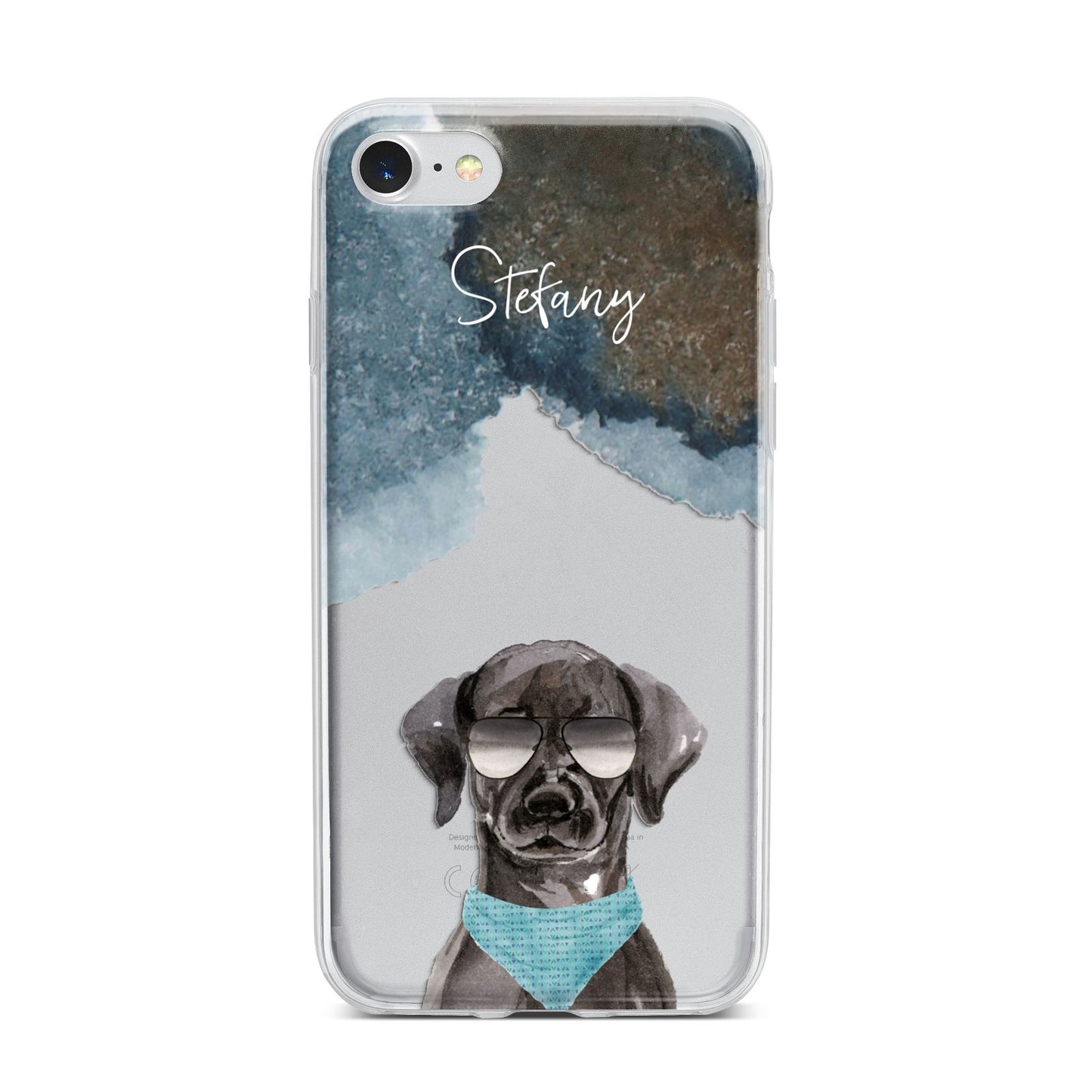 Personalised Black Labrador iPhone 7 Bumper Case on Silver iPhone