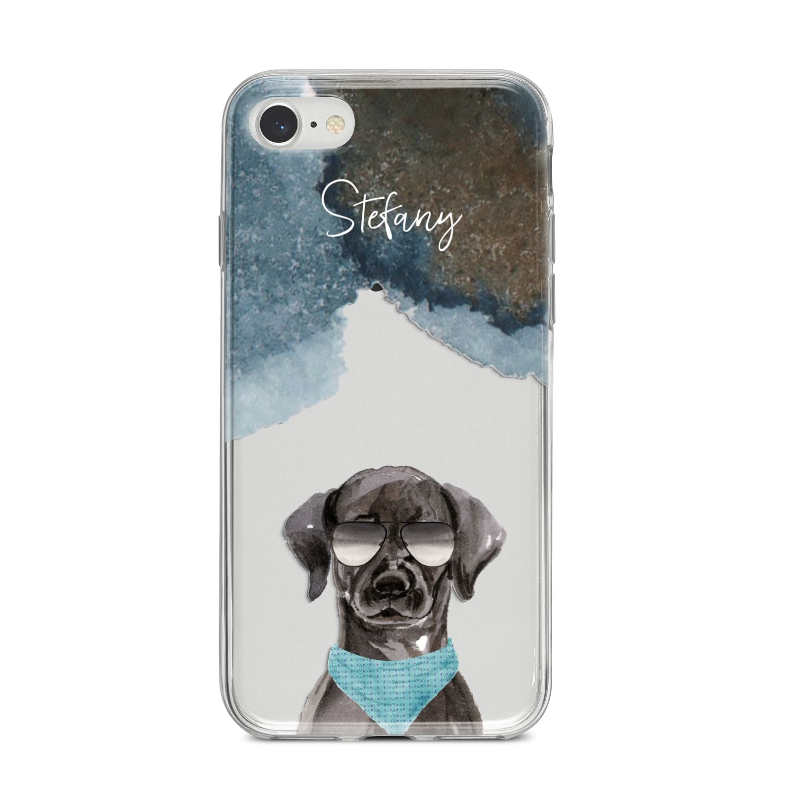 Personalised Black Labrador iPhone 8 Bumper Case on Silver iPhone