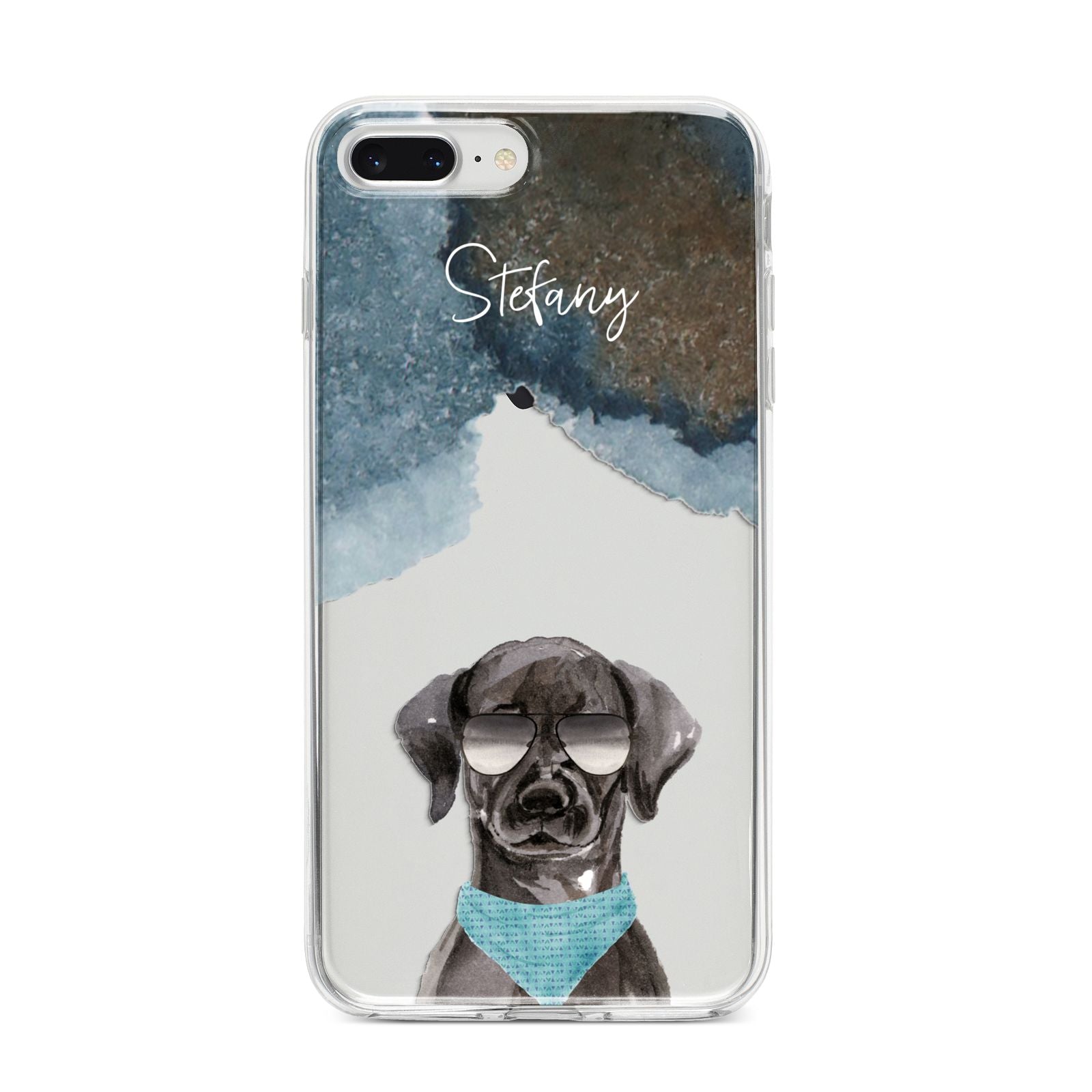 Personalised Black Labrador iPhone 8 Plus Bumper Case on Silver iPhone