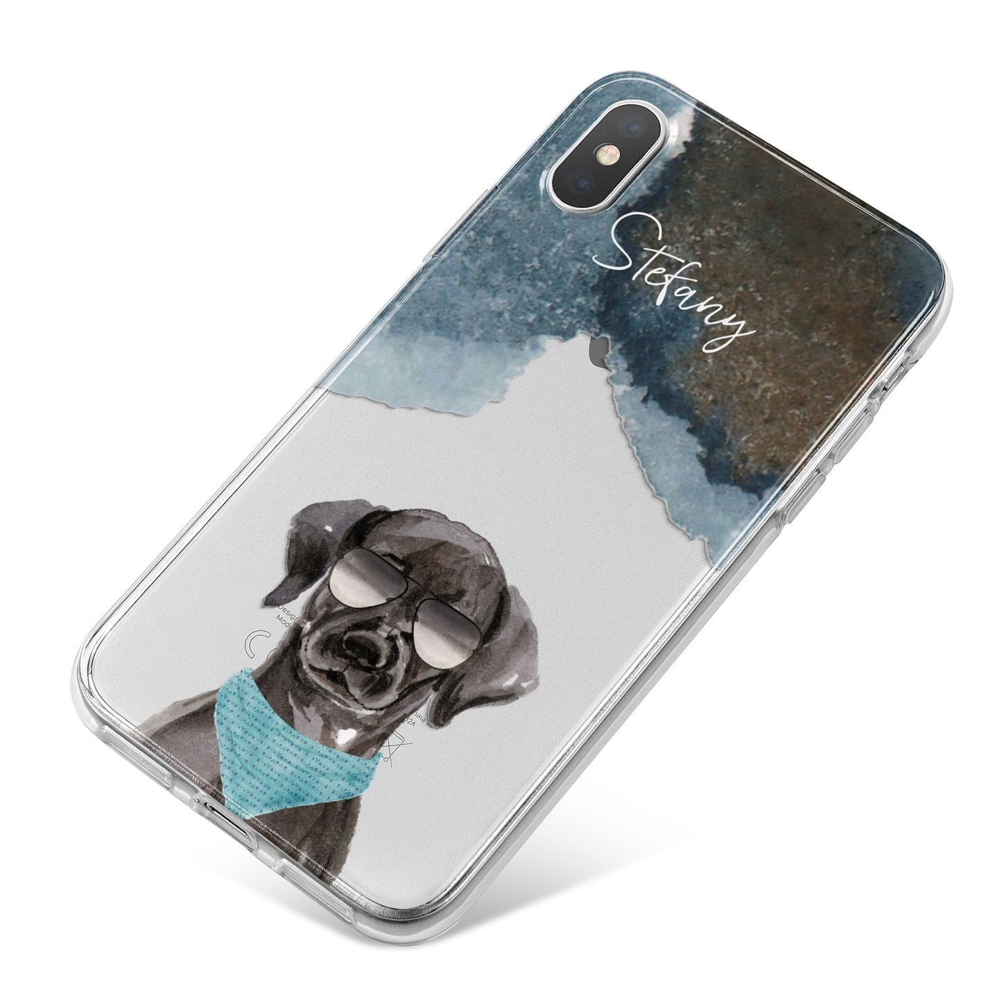 Personalised Black Labrador iPhone X Bumper Case on Silver iPhone