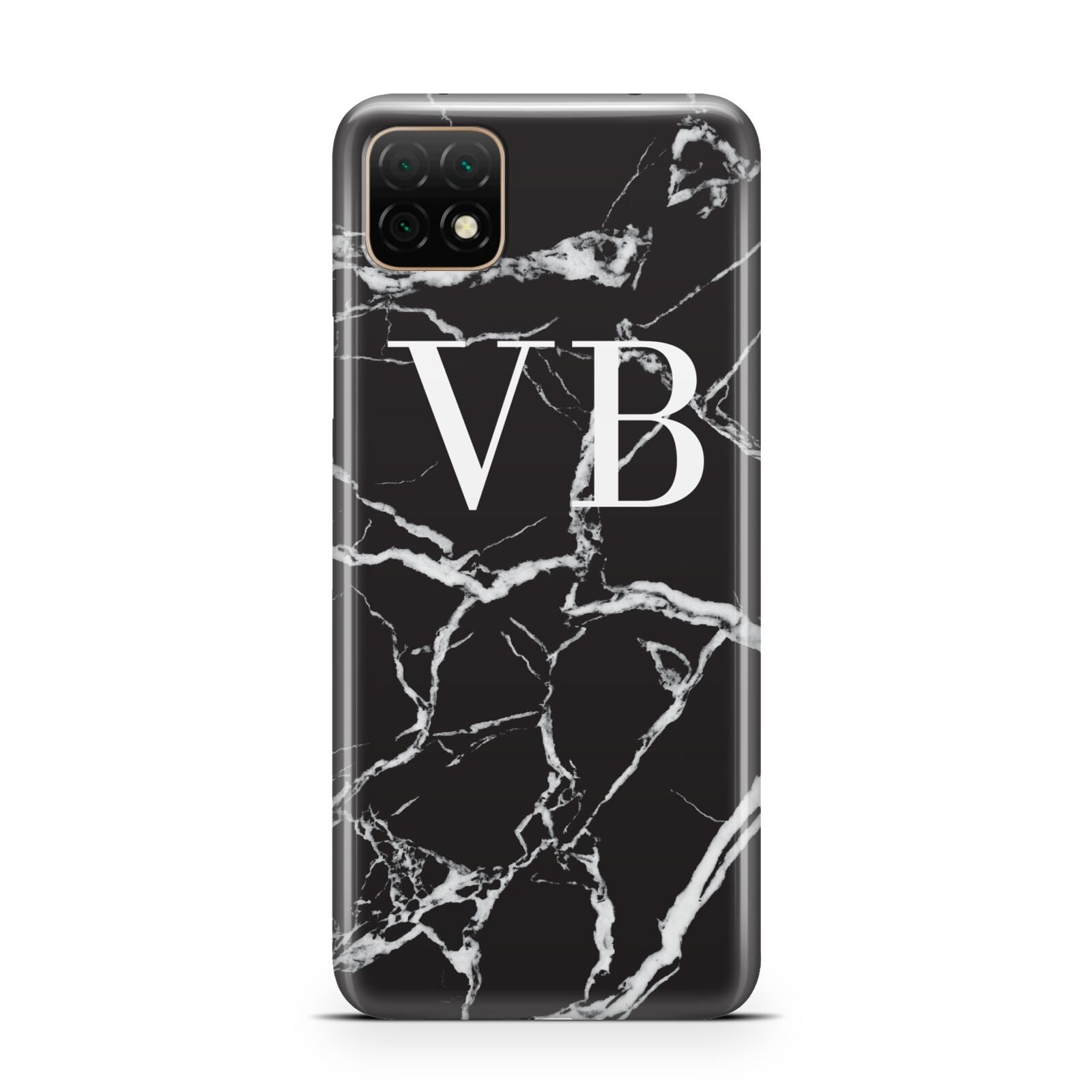 Personalised Black Marble Effect Monogram Huawei Enjoy 20 Phone Case