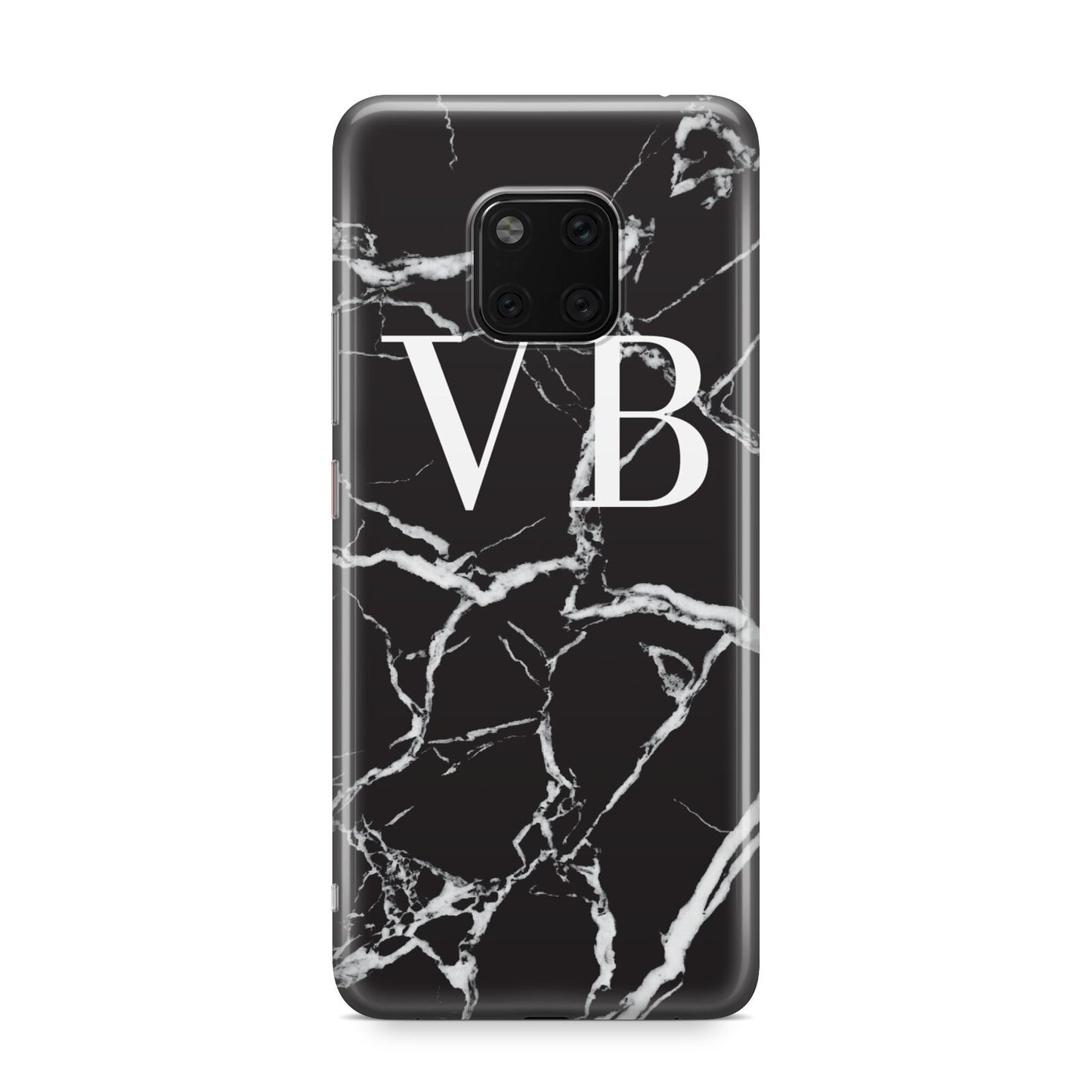 Personalised Black Marble Effect Monogram Huawei Mate 20 Pro Phone Case