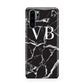 Personalised Black Marble Effect Monogram Huawei P30 Pro Phone Case