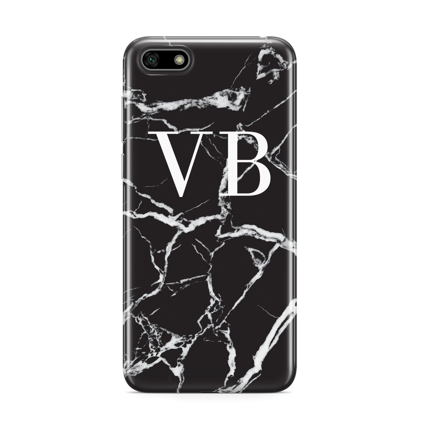 Personalised Black Marble Effect Monogram Huawei Y5 Prime 2018 Phone Case