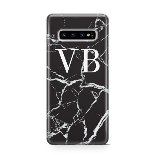 Personalised Black Marble Effect Monogram Protective Samsung Galaxy Case