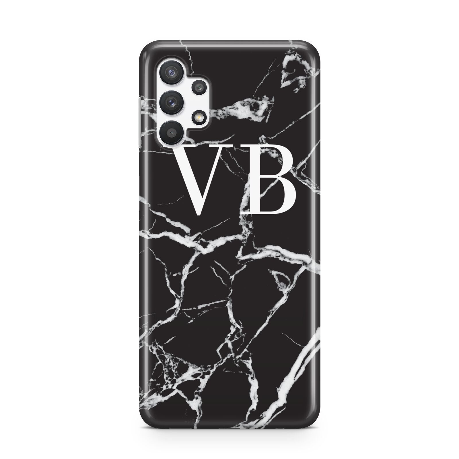 Personalised Black Marble Effect Monogram Samsung A32 5G Case