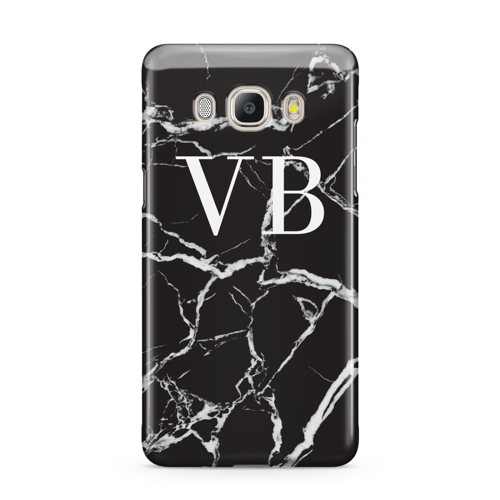 Personalised Black Marble Effect Monogram Samsung Galaxy J5 2016 Case