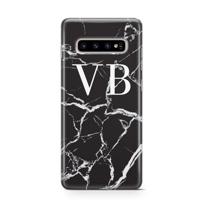 Personalised Black Marble Effect Monogram Samsung Galaxy S10 Case