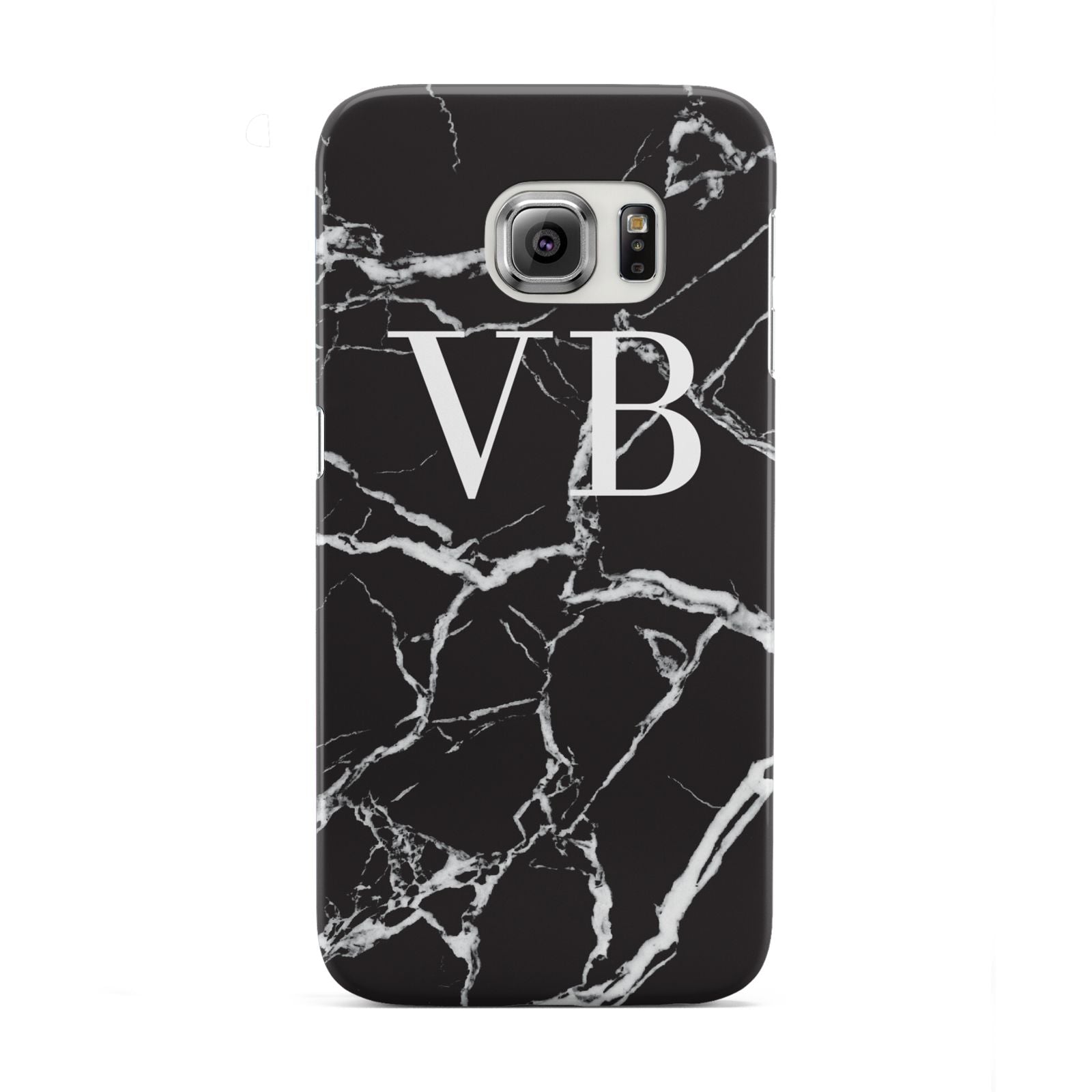 Personalised Black Marble Effect Monogram Samsung Galaxy S6 Edge Case