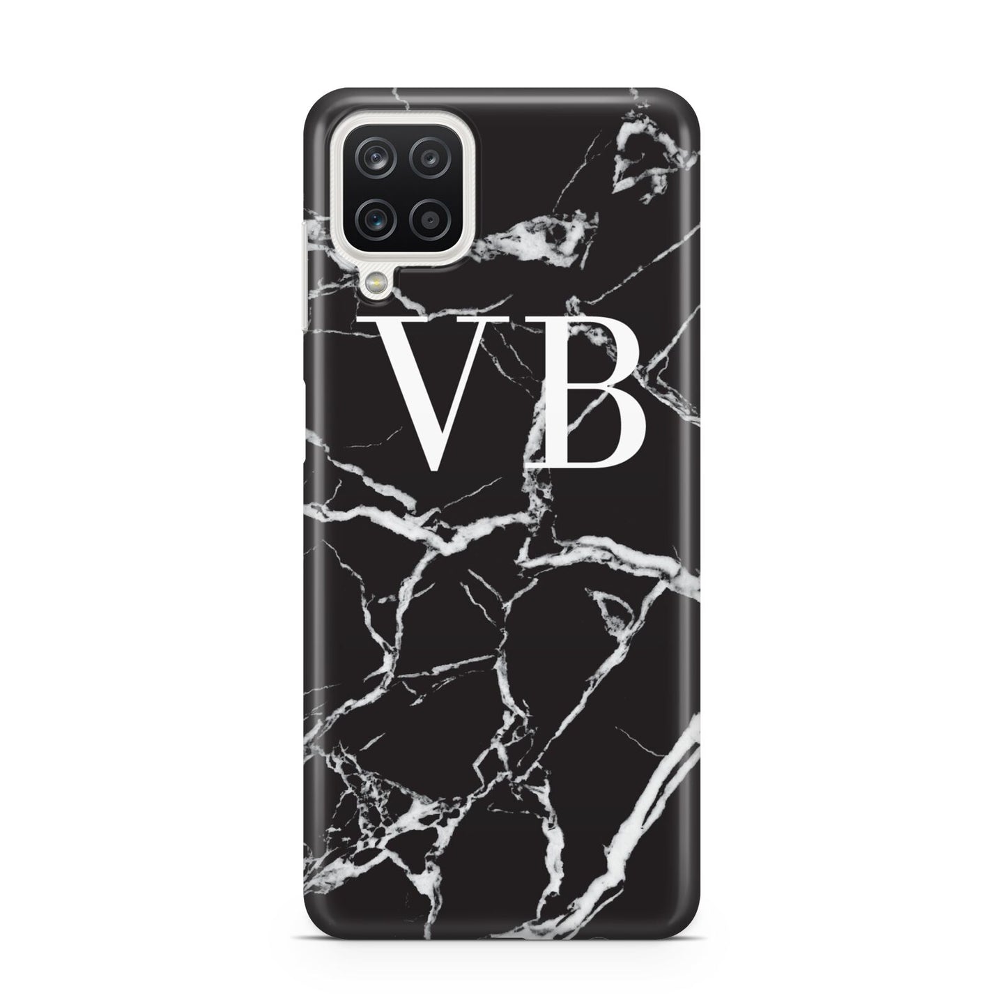 Personalised Black Marble Effect Monogram Samsung M12 Case