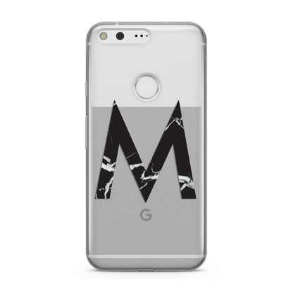 Personalised Black Marble Initial Clear Custom Google Pixel Case