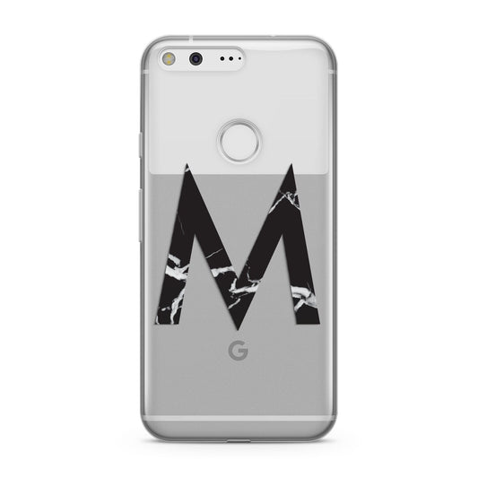 Personalised Black Marble Initial Clear Custom Google Pixel Case