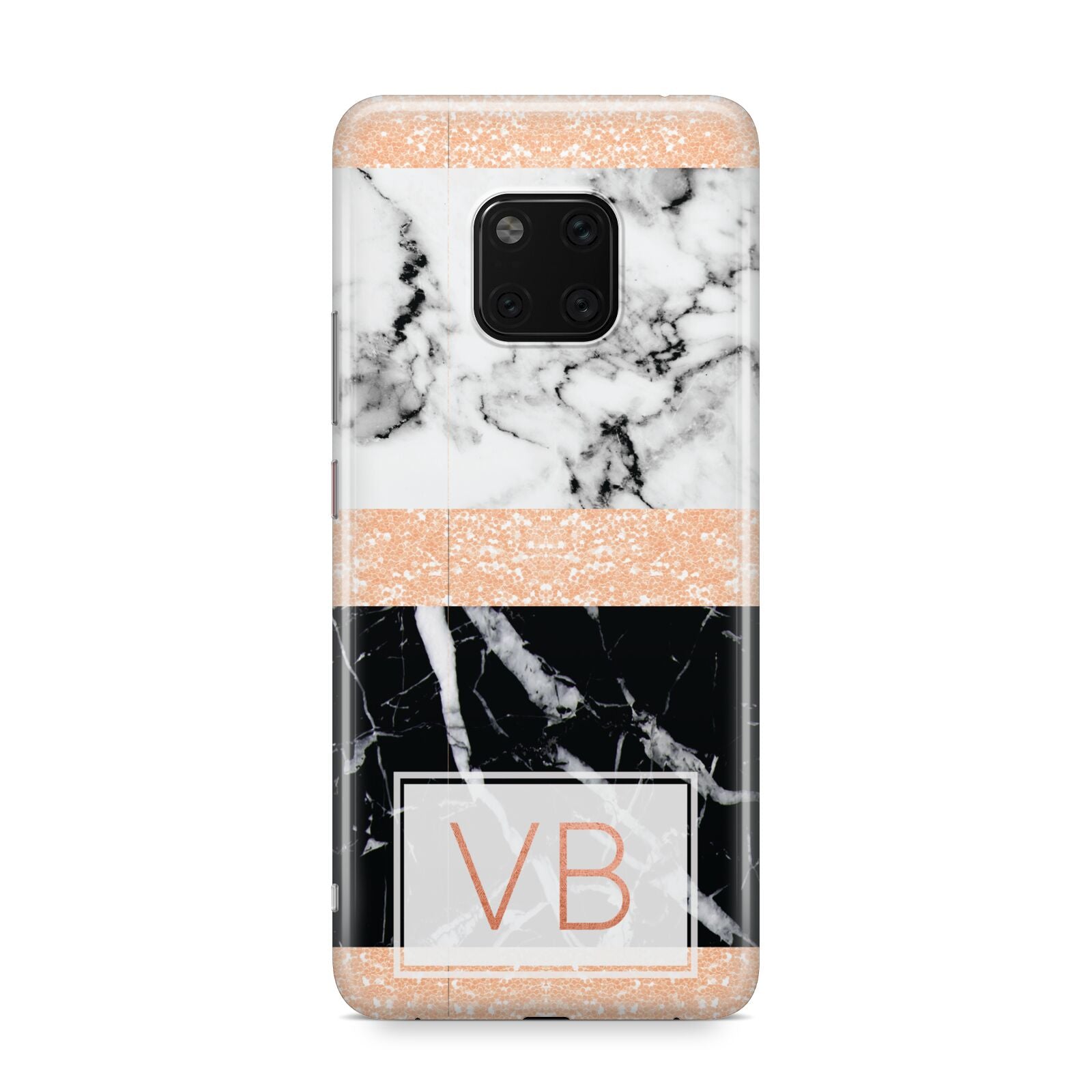 Personalised Black Marble Initials Huawei Mate 20 Pro Phone Case