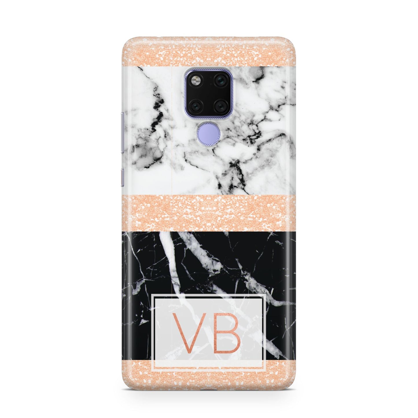 Personalised Black Marble Initials Huawei Mate 20X Phone Case
