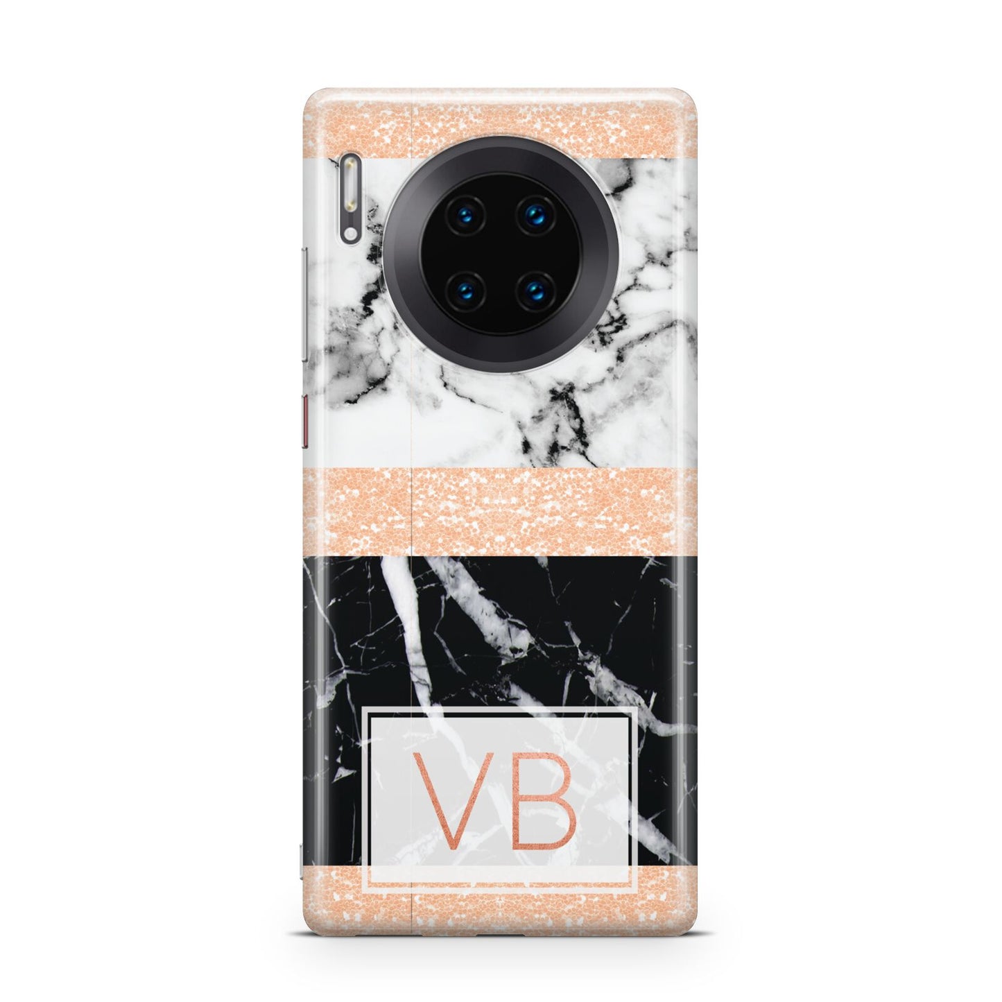 Personalised Black Marble Initials Huawei Mate 30 Pro Phone Case